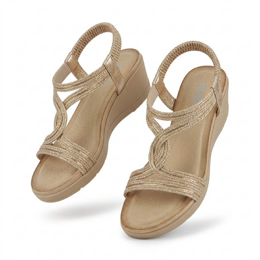 Cynthia Wedge Back Elastic Crochet Sandals