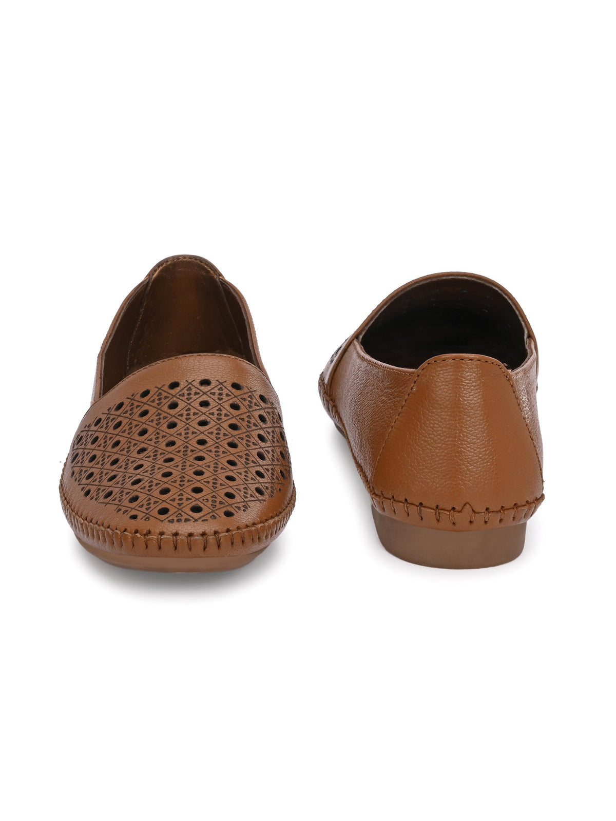 Alvira Perforated Cushioned Leather Ballerinas