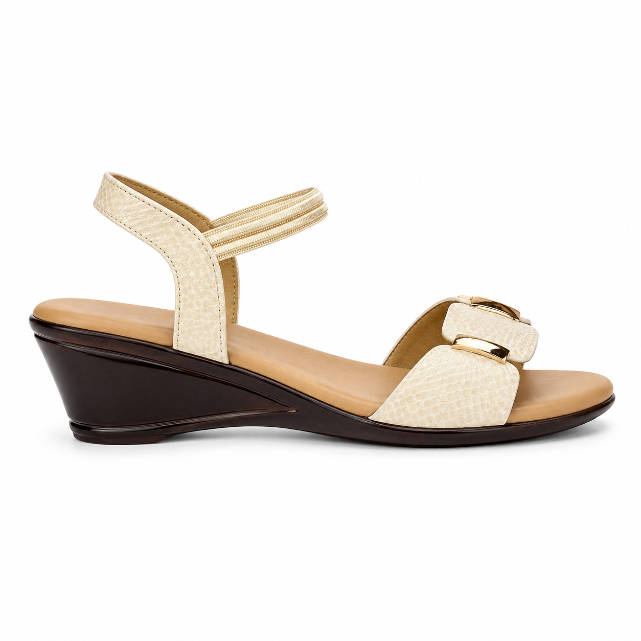 Audrey Back Elastic Strap Wedge Heel Sandals