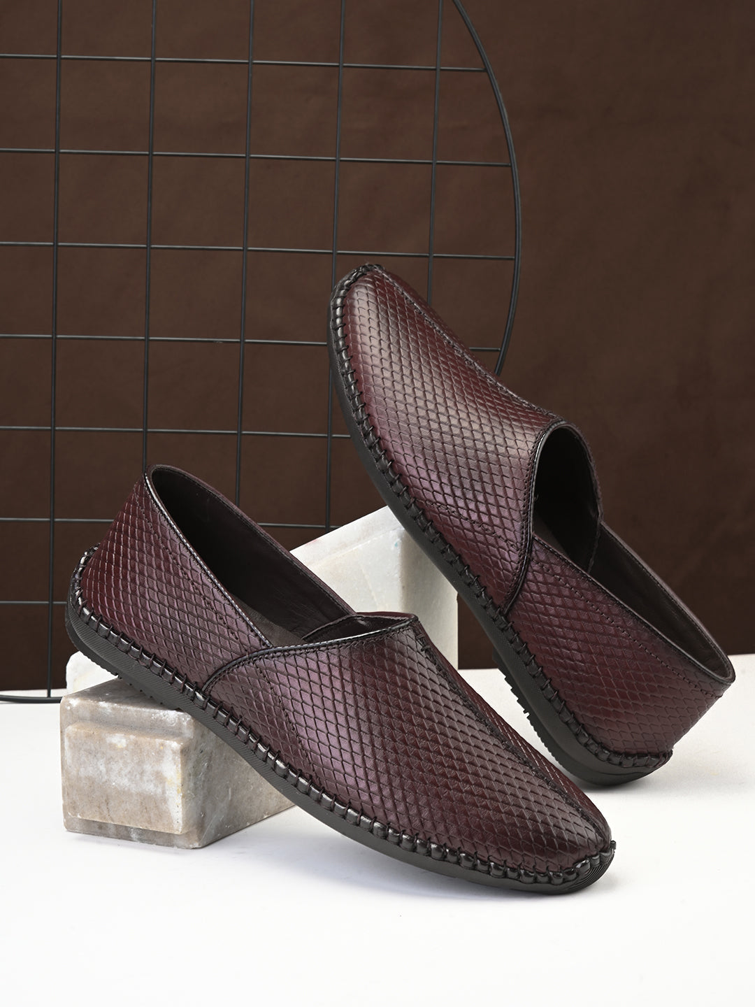 Regent Cherry Leather Mojaris - The Heels India