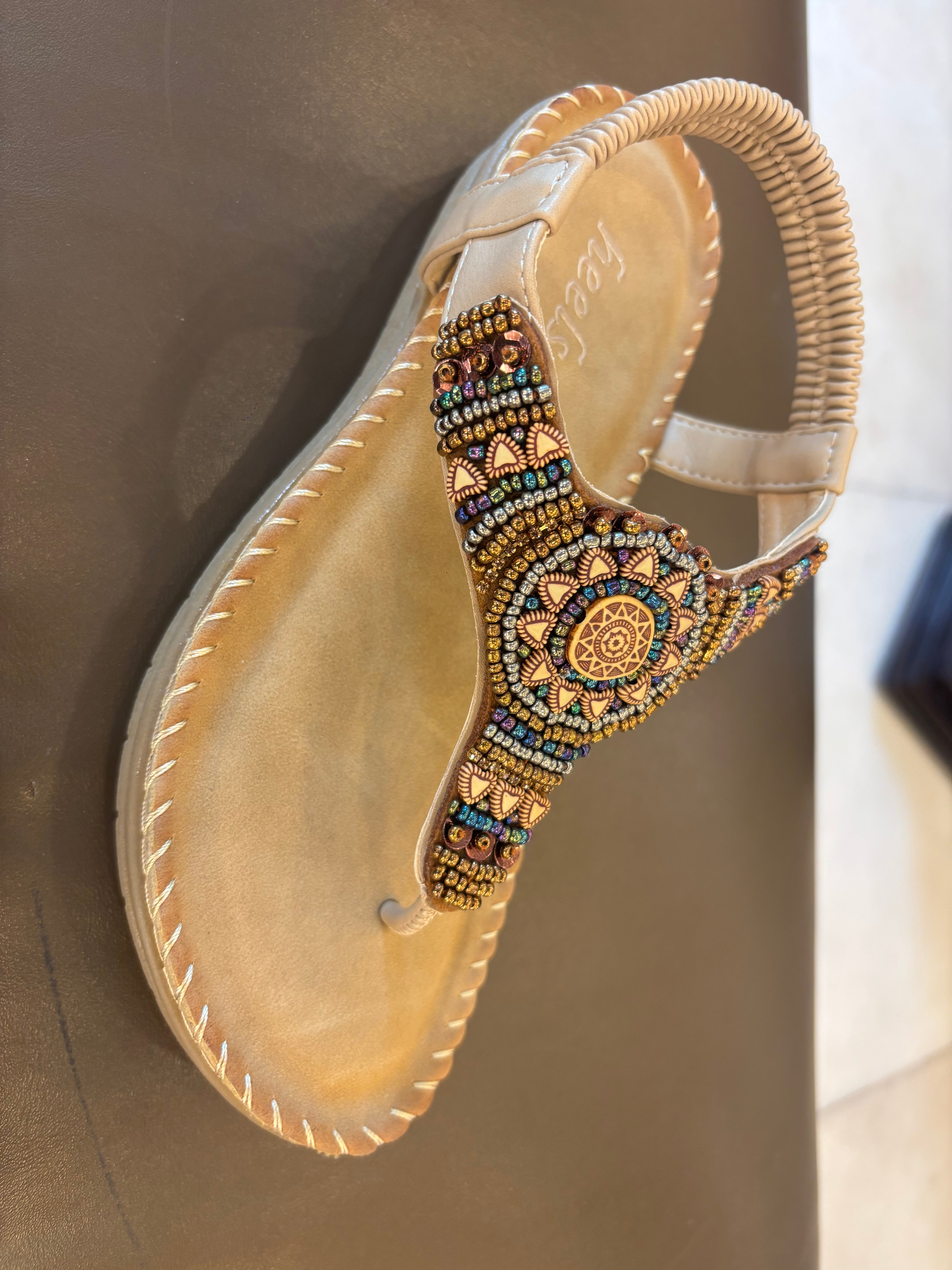 Crimson Embellished Comfort Back Elastic Sandals - The Heels India