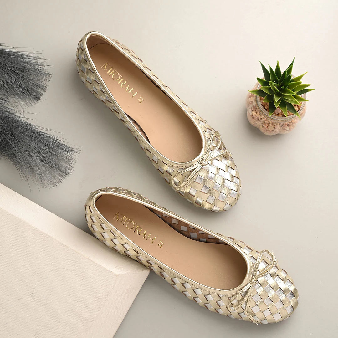 CELINE Premium Leather Weaving Ballerinas
