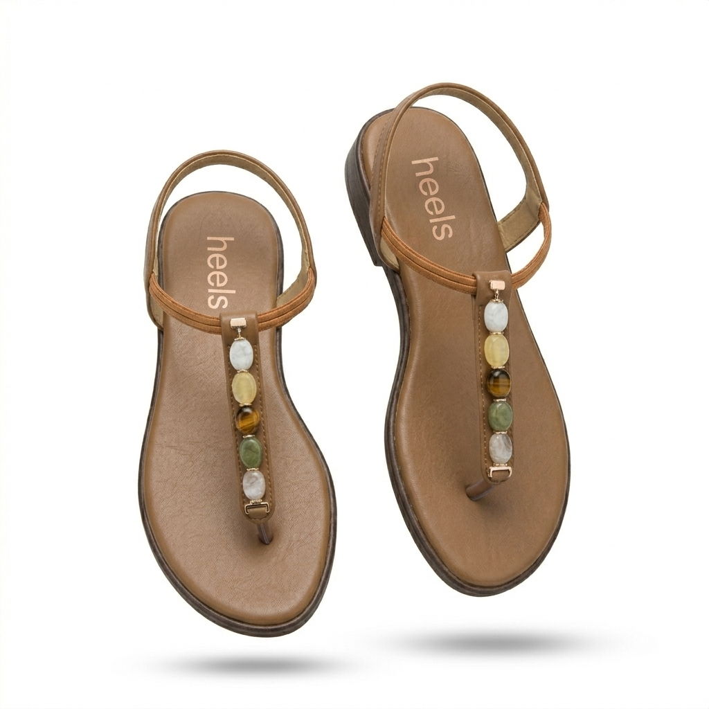 Panthera Embellished Back Elastic Flat Sandals - The Heels India