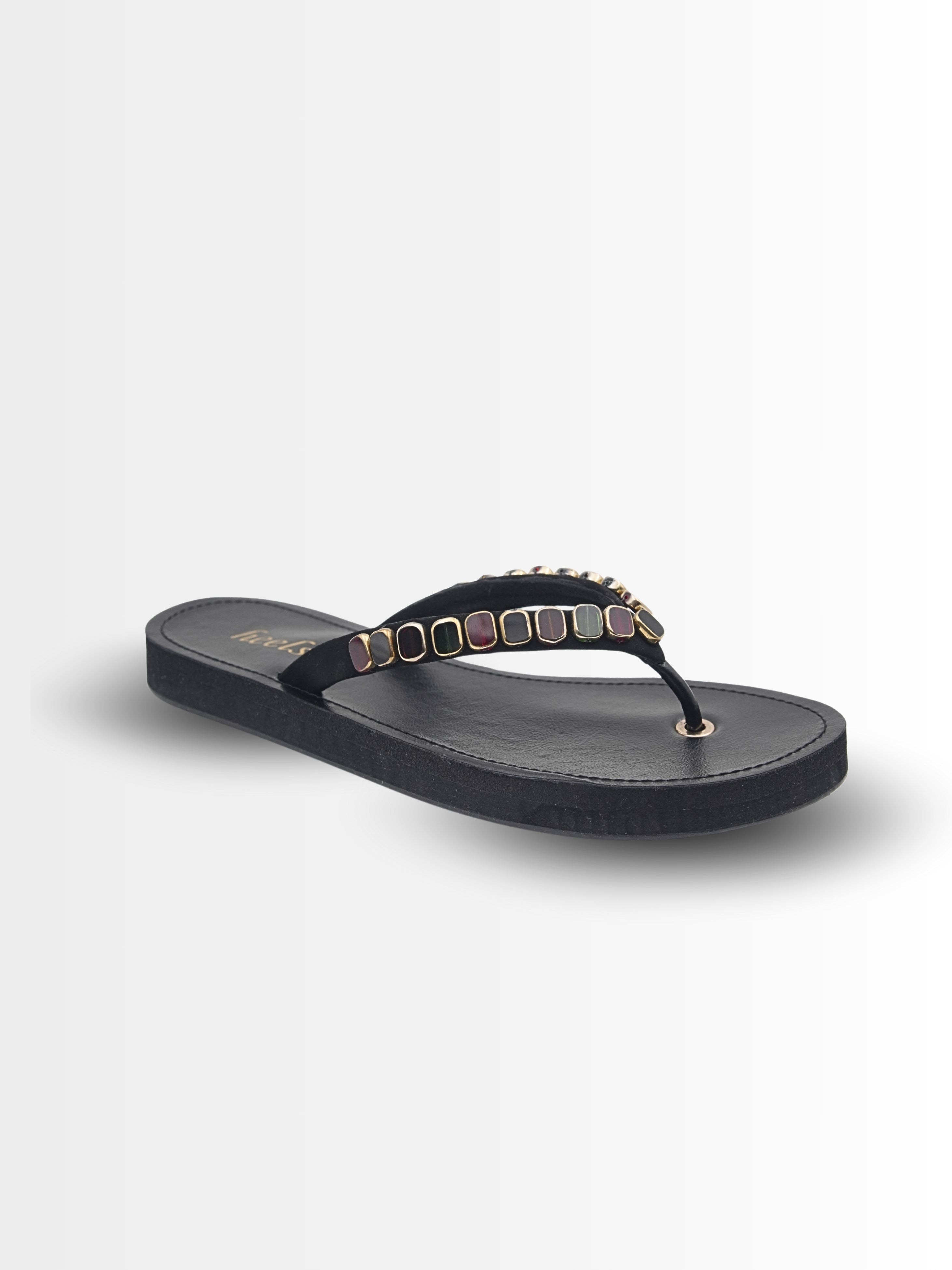 Novelli Cushioned Beads V Strap Slippers