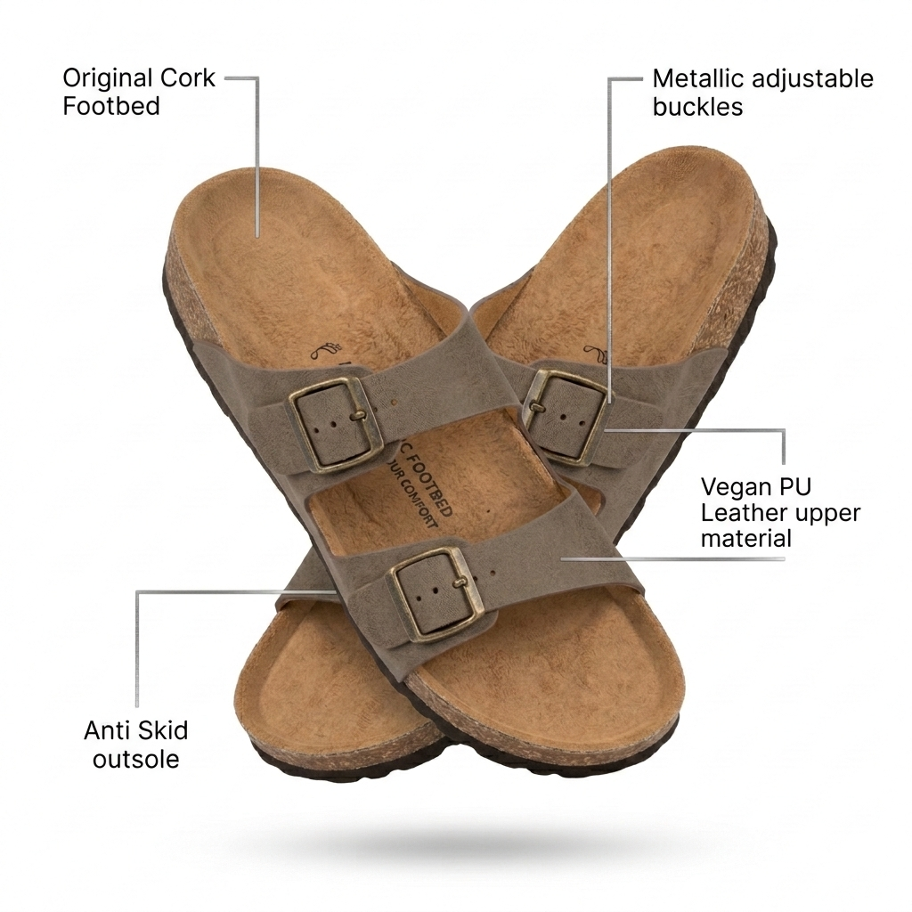 Brianna Double Strap Cork Summer Sliders