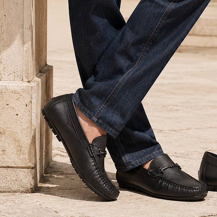 James Cushioned Leather Loafers - The Heels India