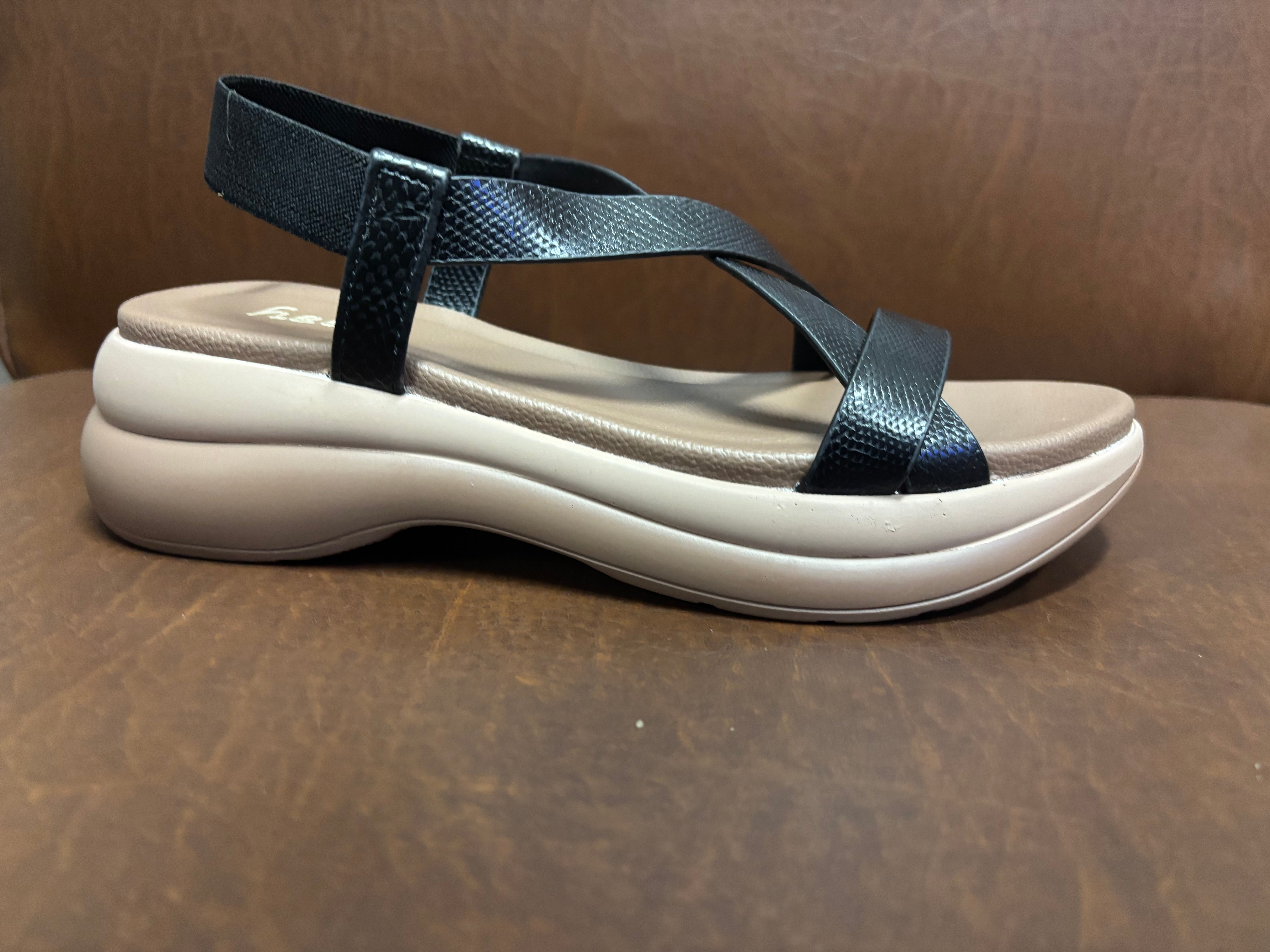 Frida Criss Cross Comfort Back Elastic Sandals