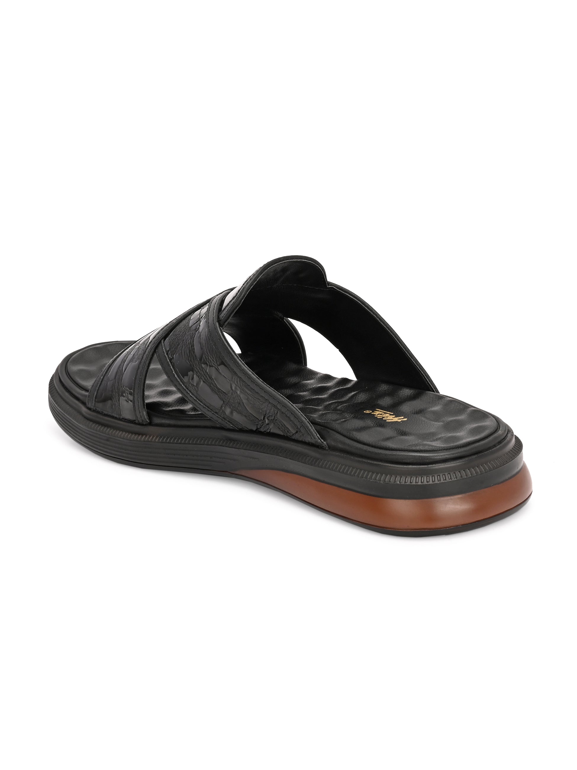 Ashton Leather Cushioned Cross Slippers - The Heels India