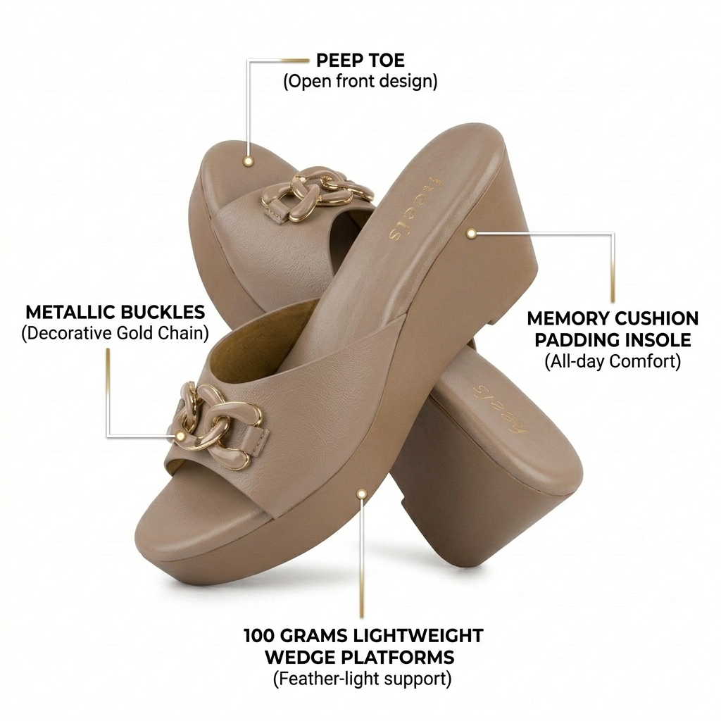 Ines Premium Peep Toe Wedge Platform Heels - The Heels India
