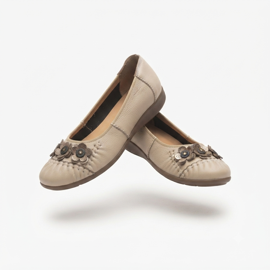 Flora 4.0 Premium Leather Cushioned Ballerinas