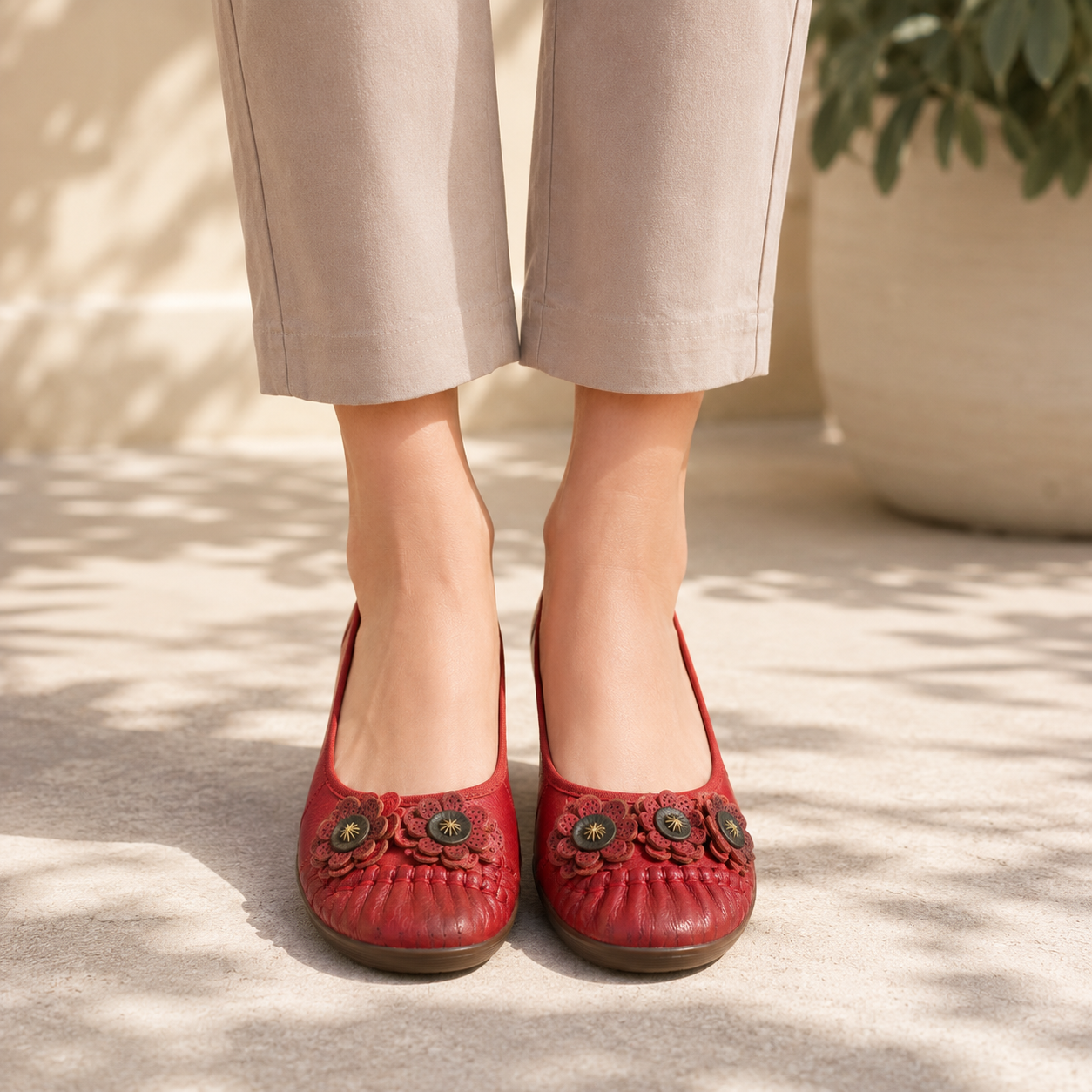 Flora 4.0 Premium Leather Cushioned Ballerinas