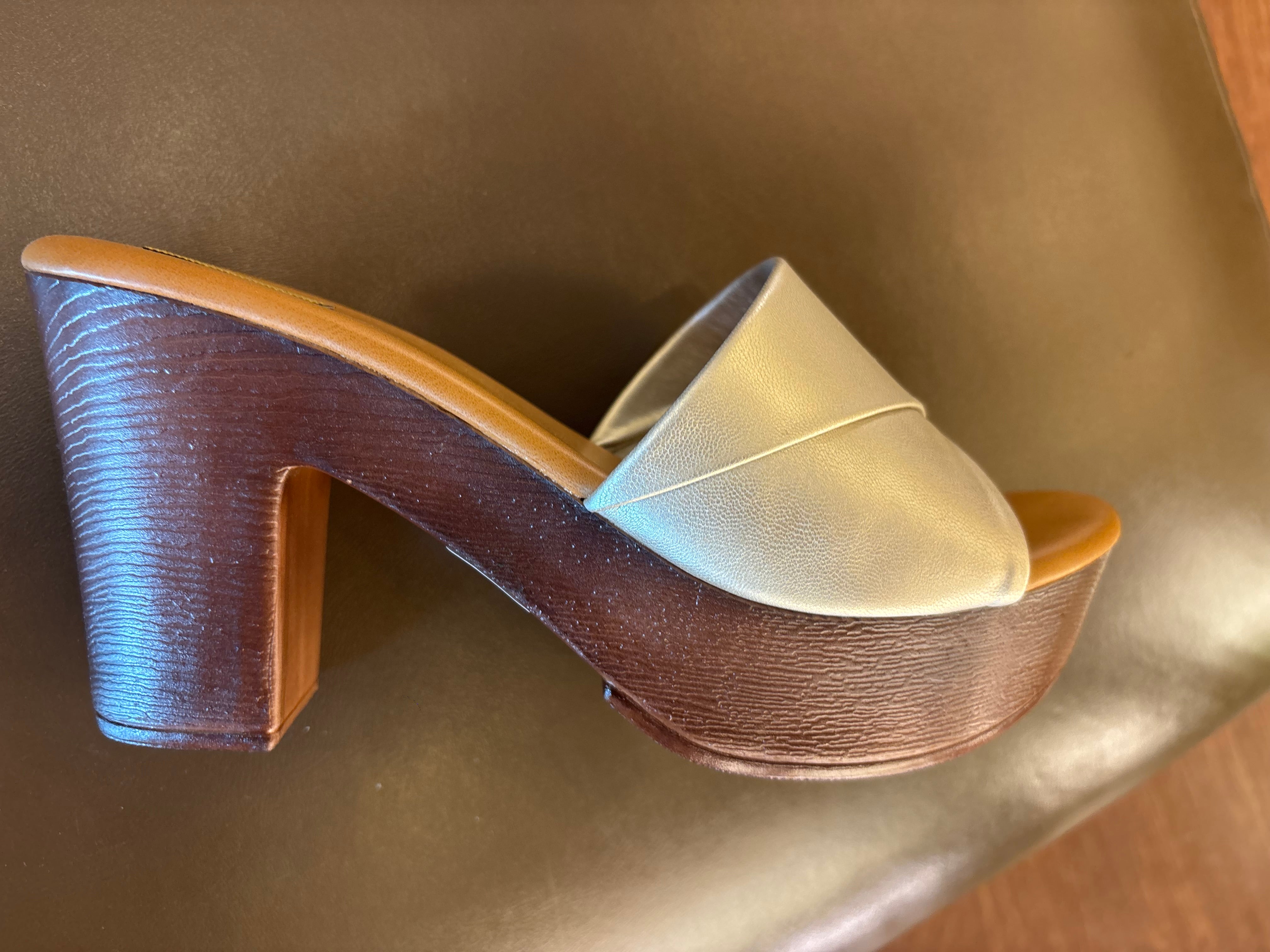 Kim Platform Peep Toe Block Heels Gold - The Heels India