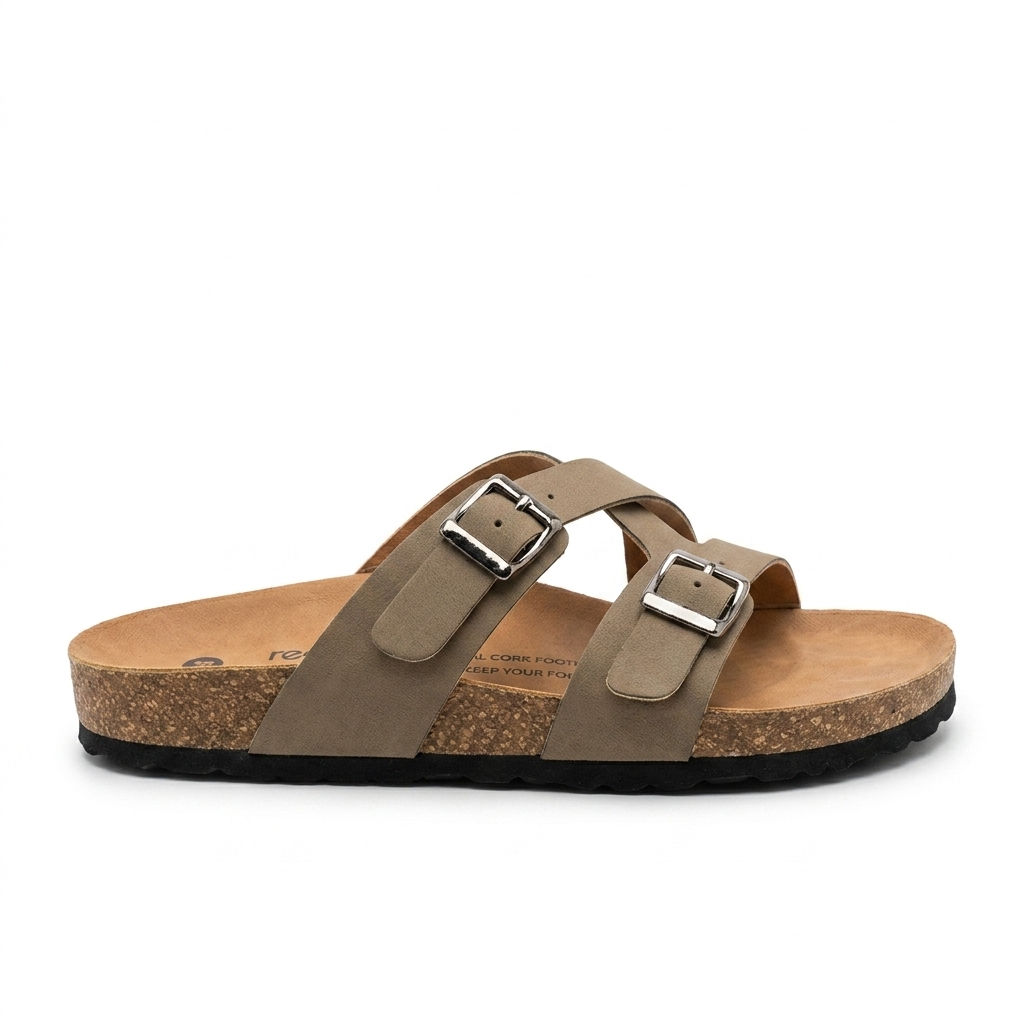 Cherie Buckle Strap Cork Summer Sliders