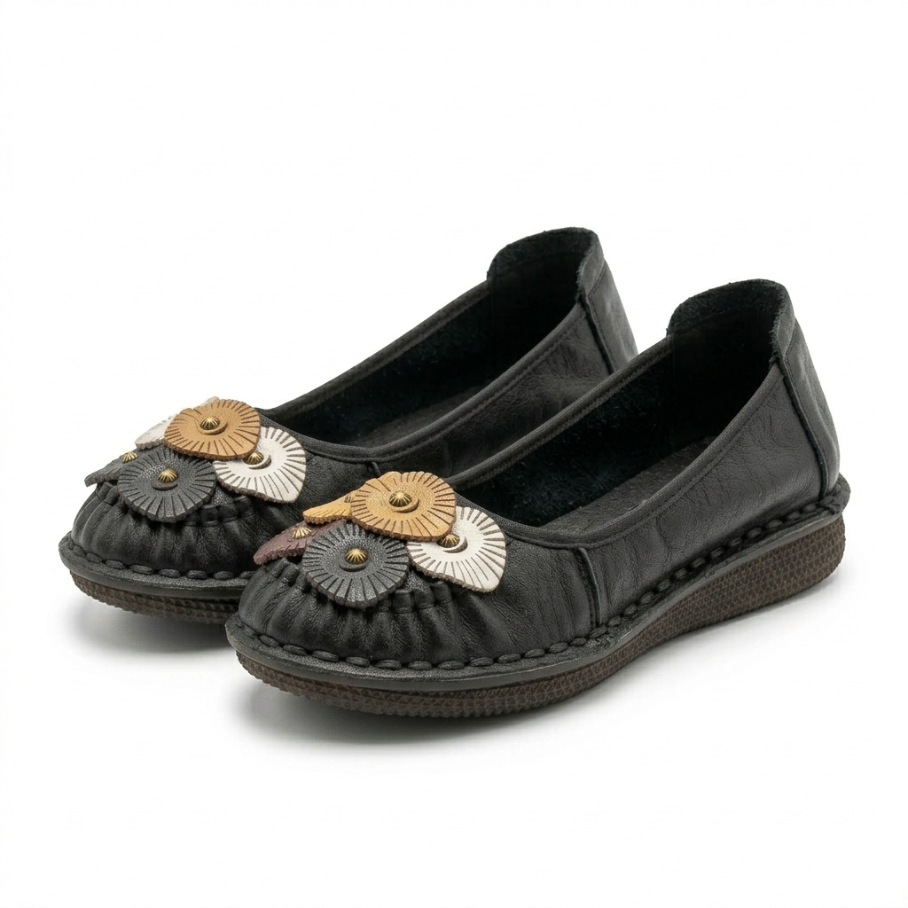 Teressa Premium Leather Comfort Flower Ballerinas