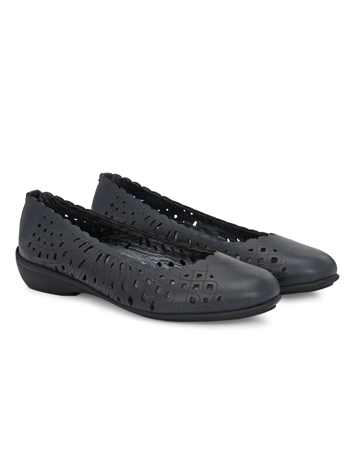 Keisha Perforated Cushioned Leather Ballerinas