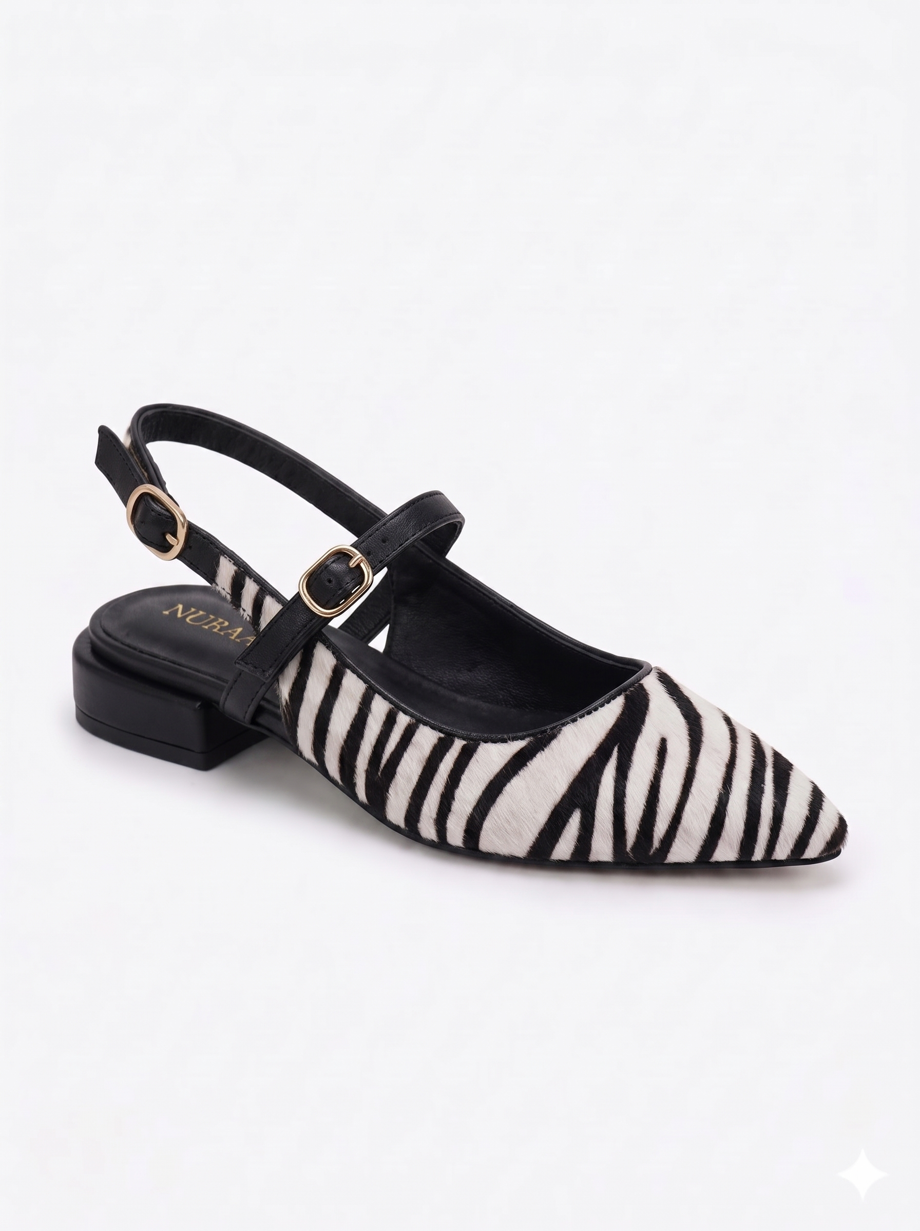 AVIRA Premium Leather Sling Back Flat Mid Heel Ballerinas
