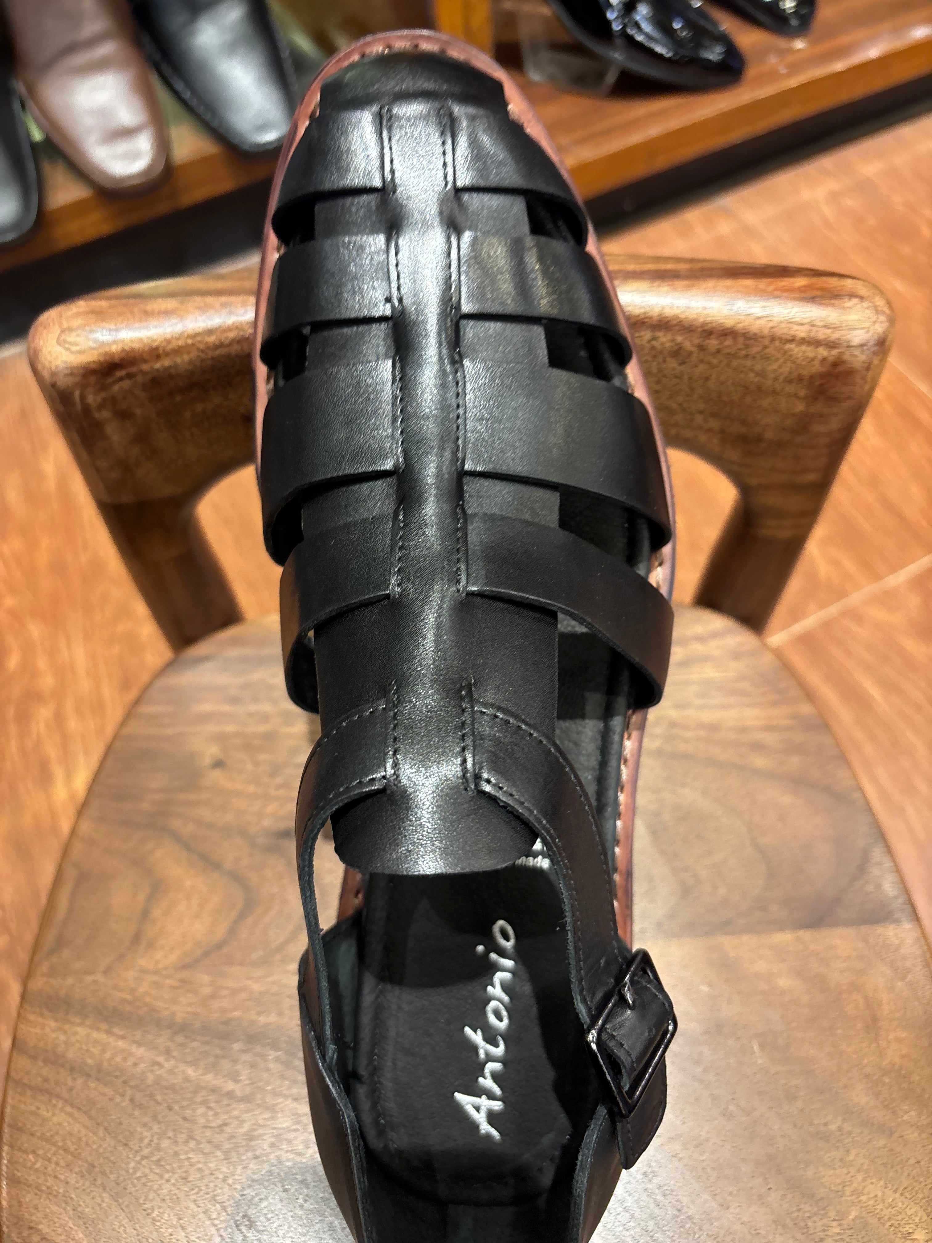 Romano Woven Leather Cage Sandal
