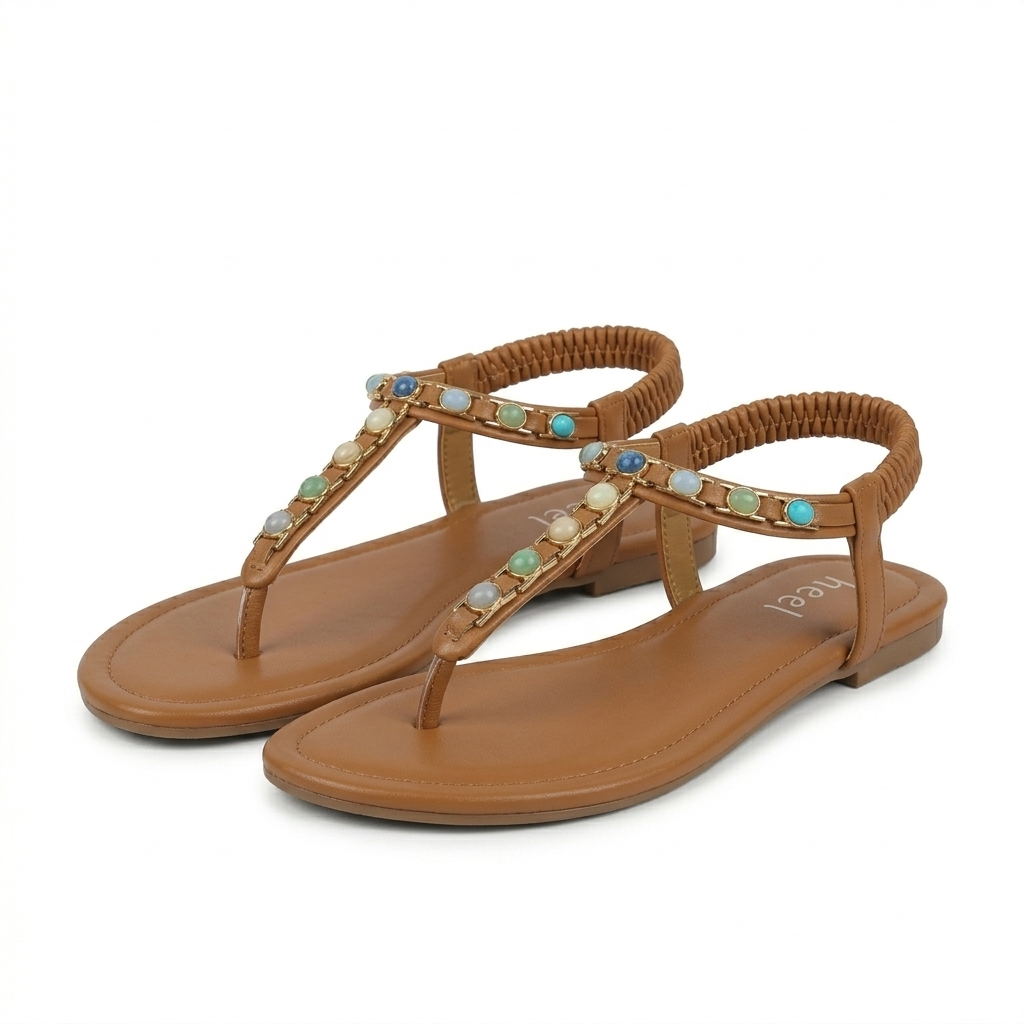 Crimson Embellished Flat Sandals