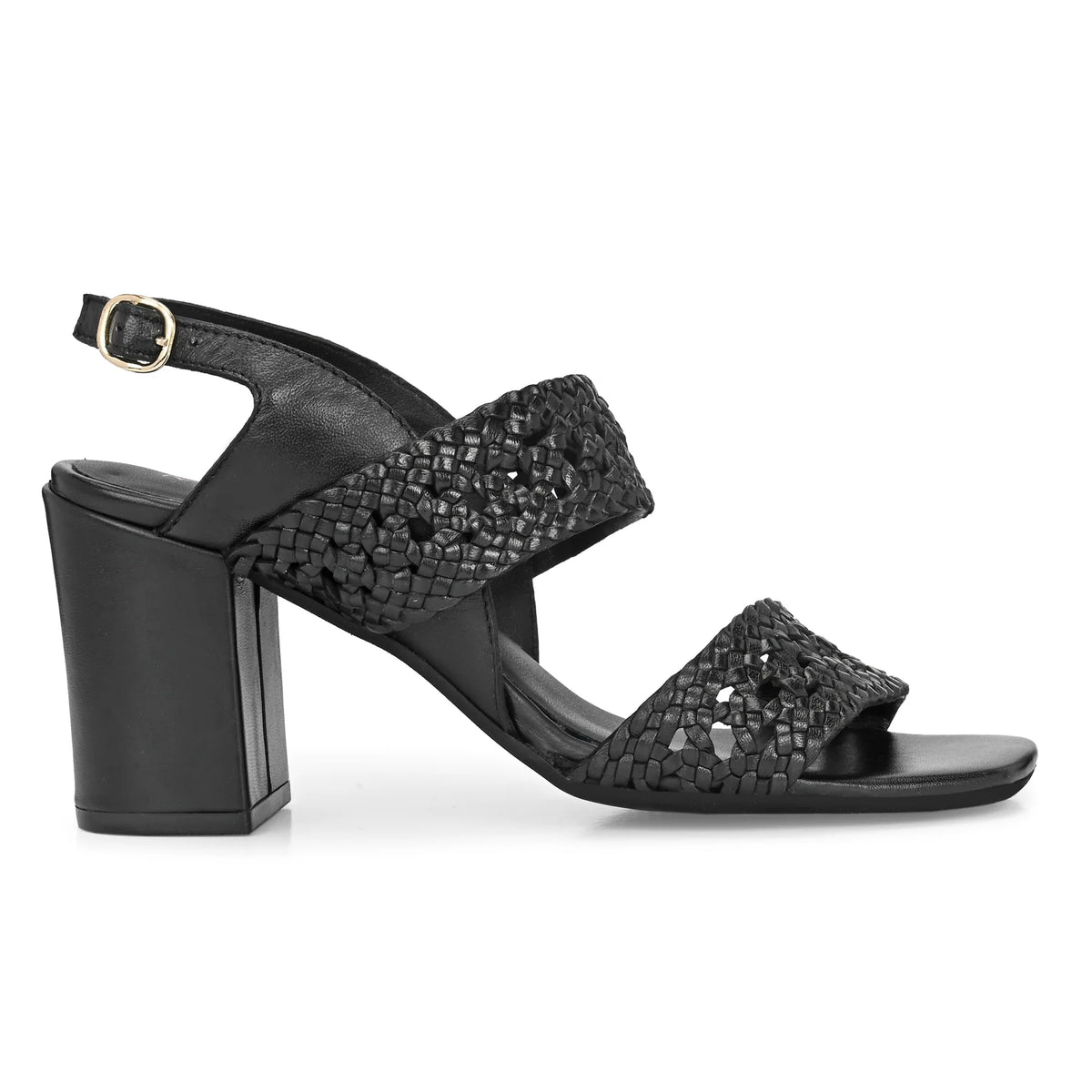 NOOR Premium Leather Hand Woven Block Heels