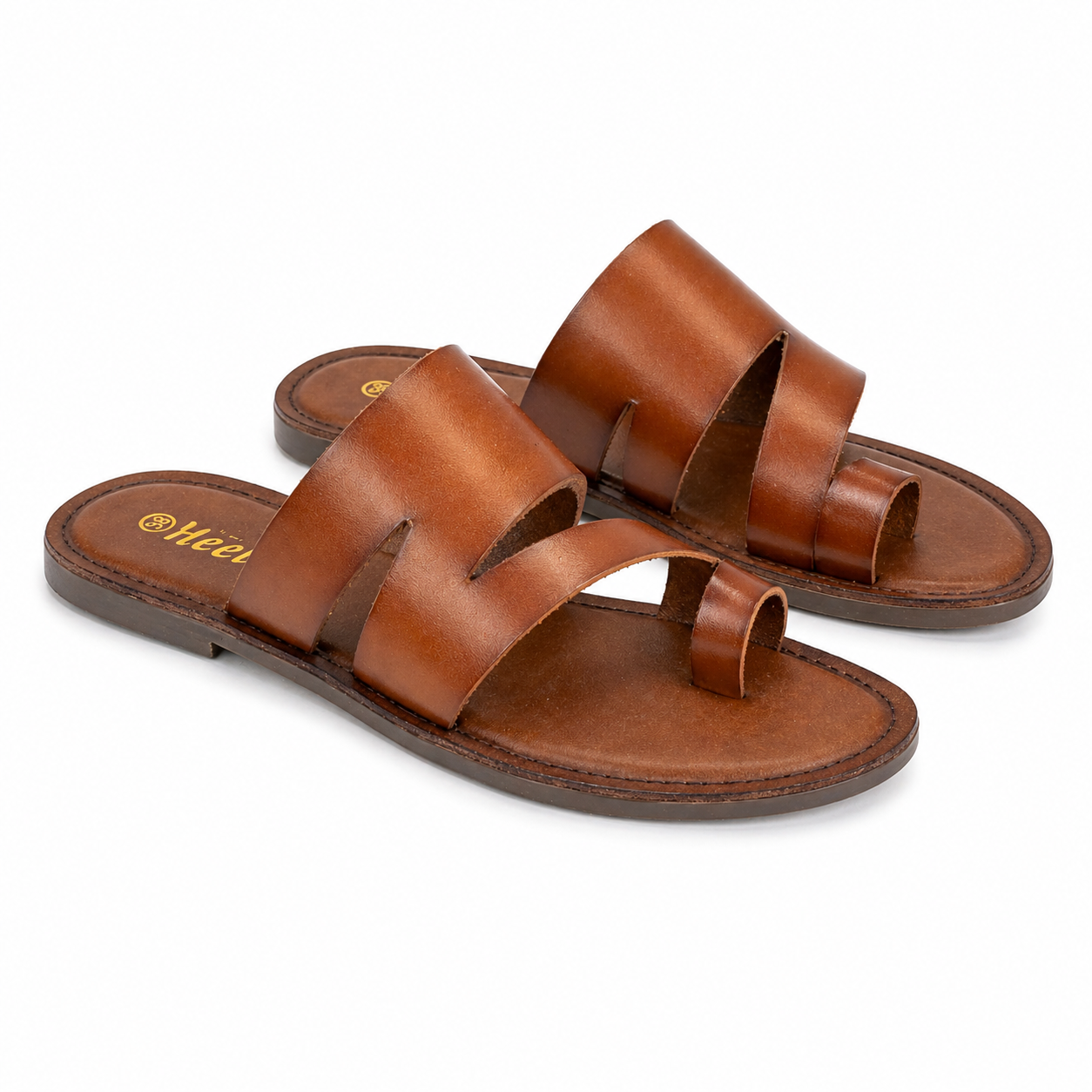 Melanie Leather Thumb Strap Flat Sliders