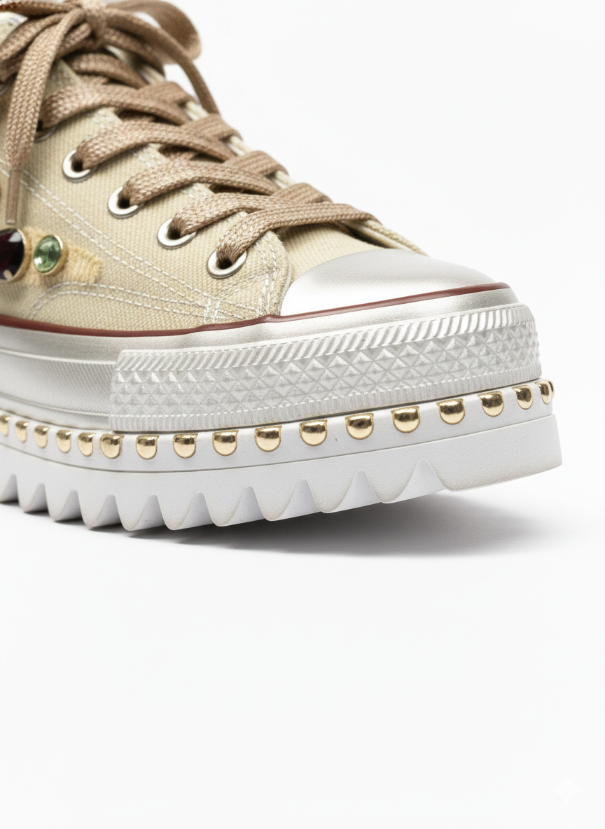 Armas Chunky Lace Up Embellished Rugged Sneakers - The Heels India