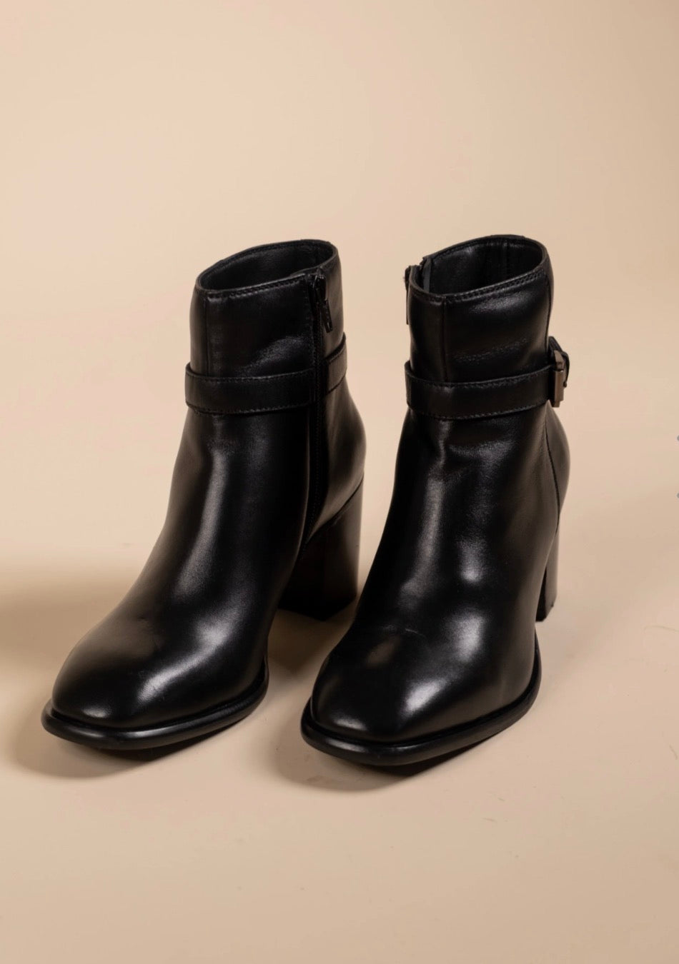 BOLD Luxury Leather Ankle Block Heel Boots