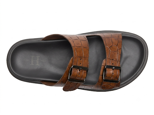Lacroix Premium Leather Double Strap Sliders