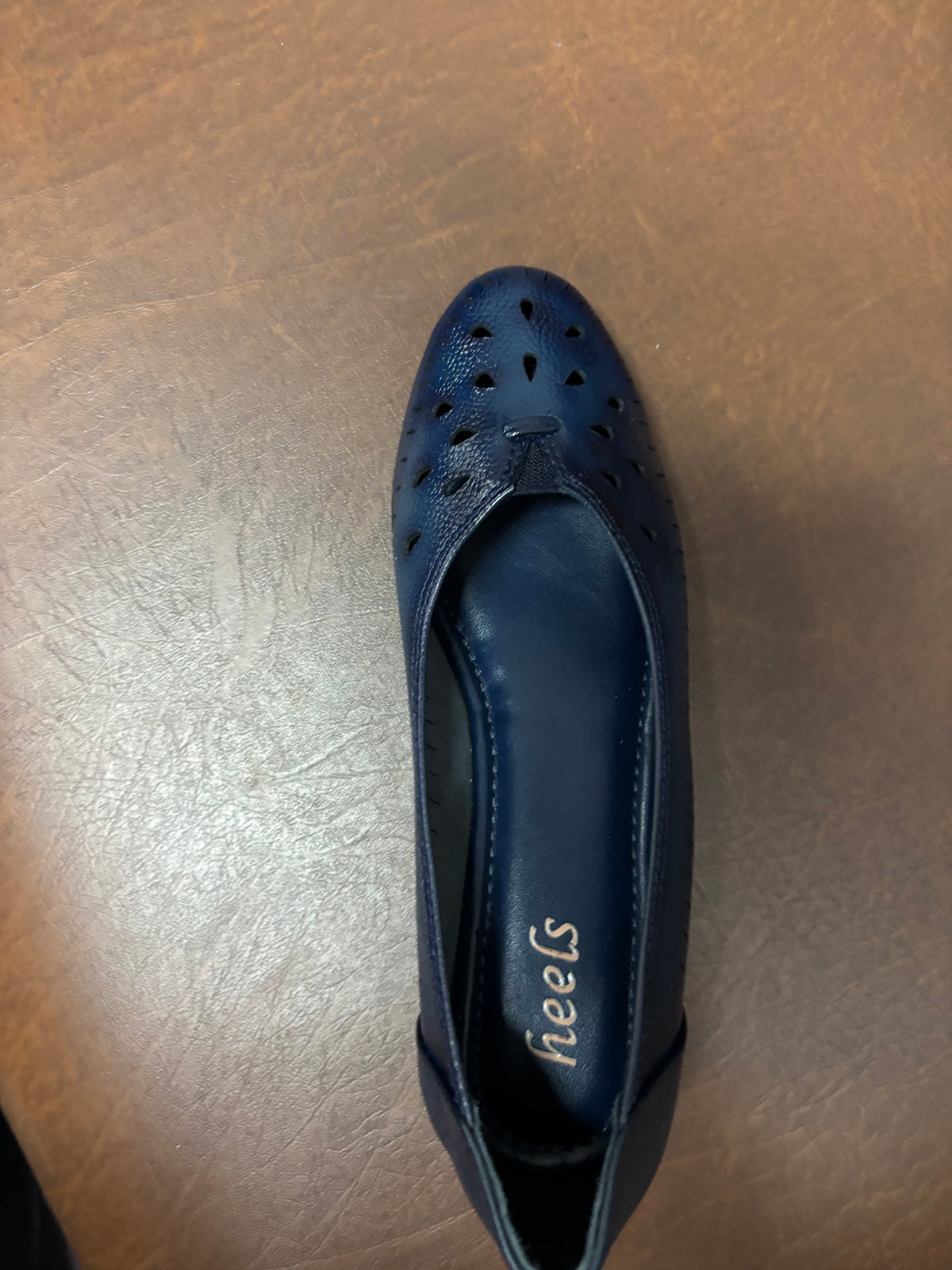 Lynda Perforated Leather Wedge Ballerinas