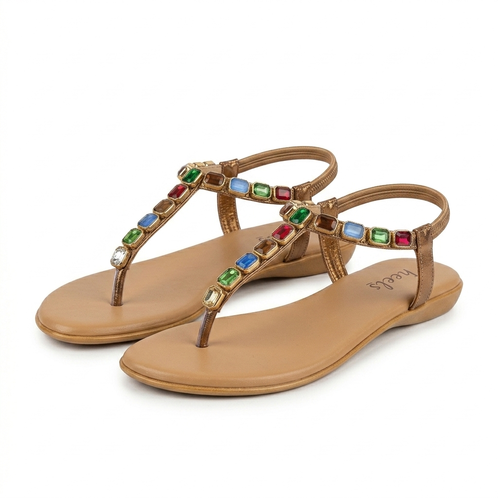 Sasha Embellished Back Elastic Flat Everyday Sandals