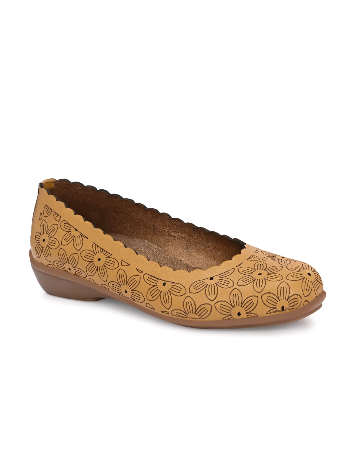 Giva Perforated Cushioned Leather Ballerinas