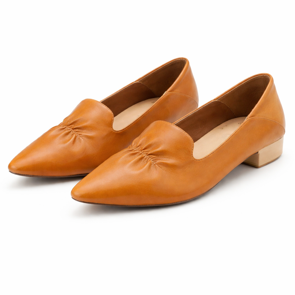 Lisbon Premium Leather Pointed Mid Heel Ballerinas