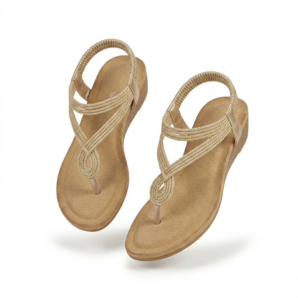 Cindy Wedge Back Elastic Crochet Sandals