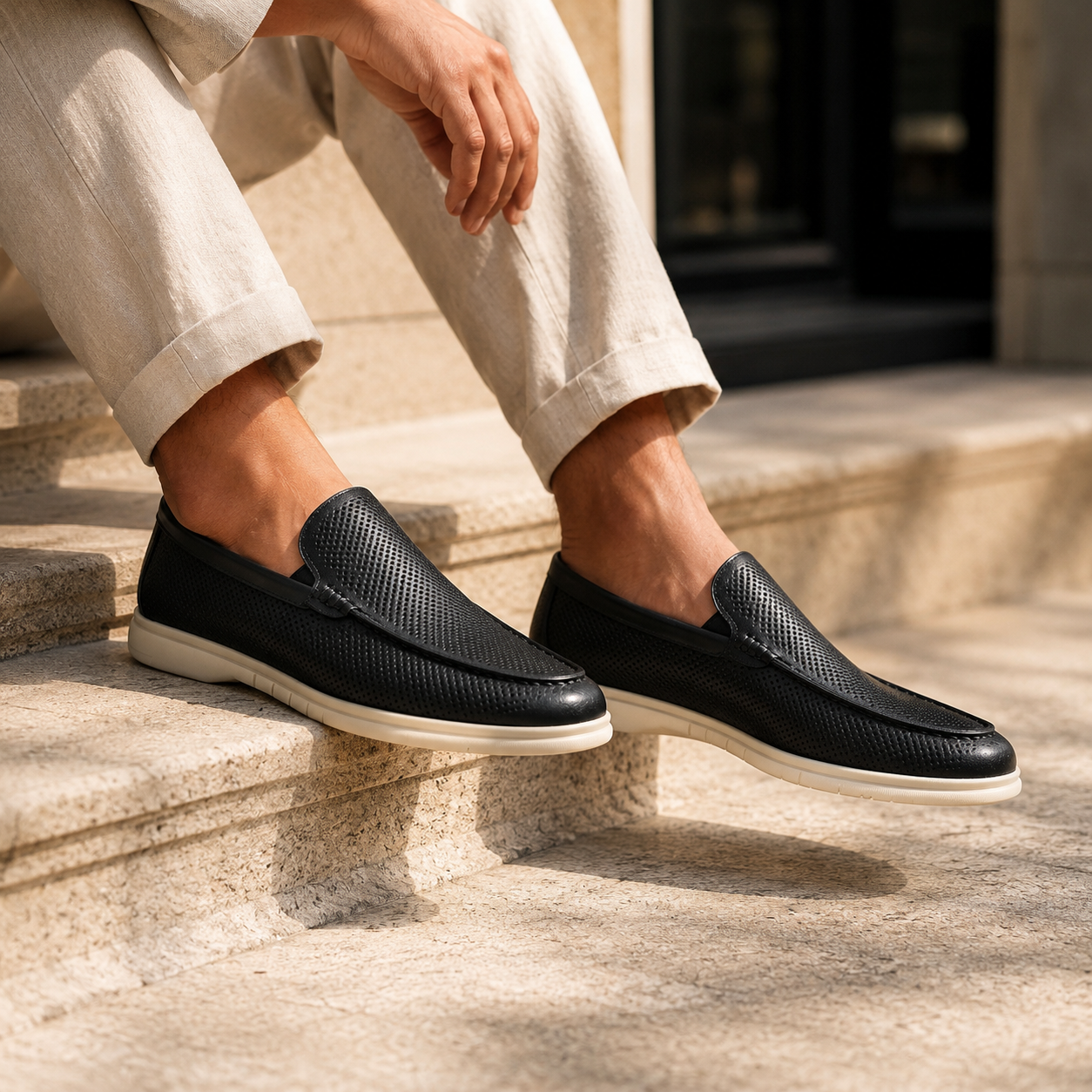 Jude Premium Perforated Leather Slip-On Loafers