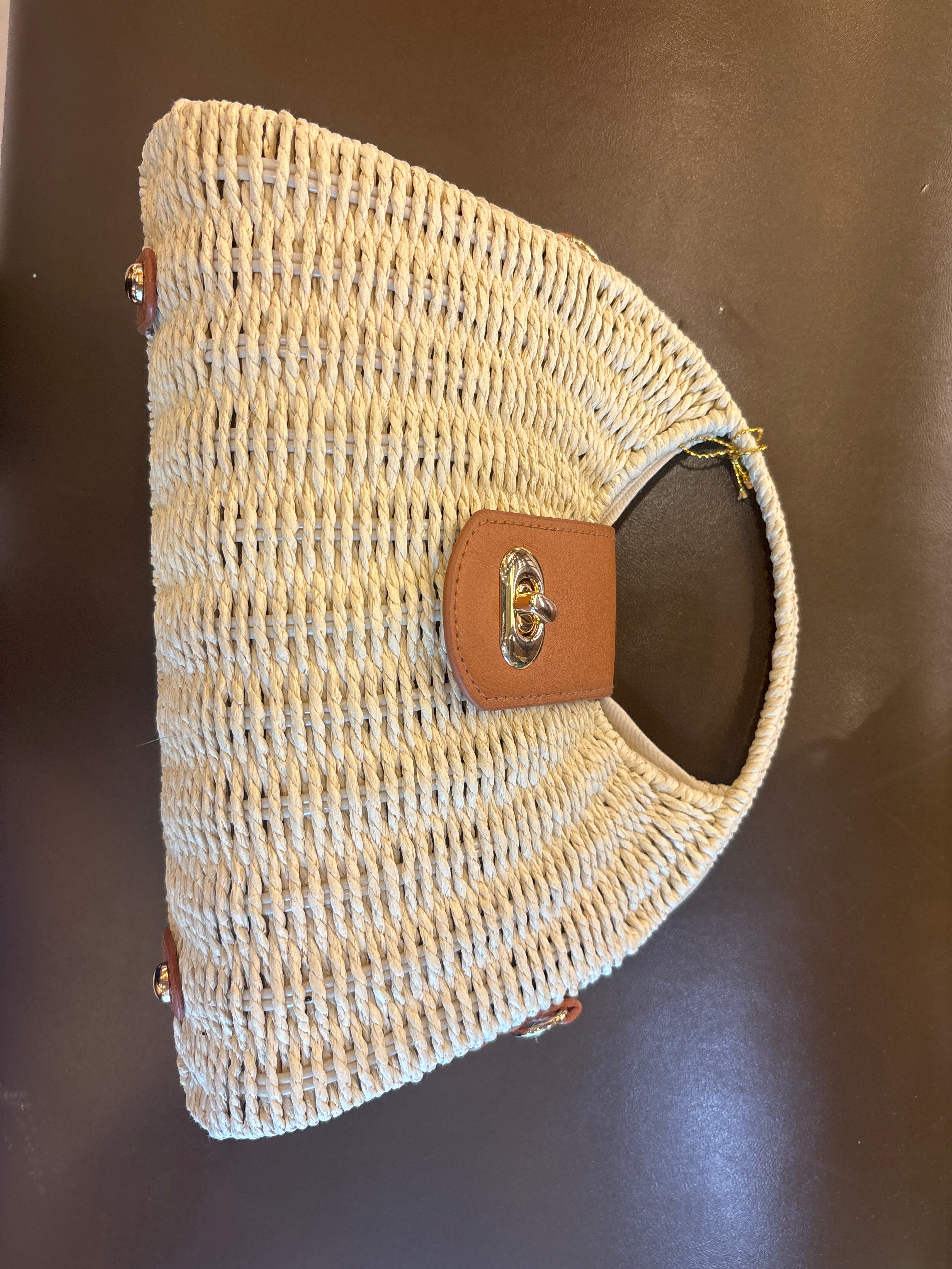 Top Handle Boho Straw Sling Bags