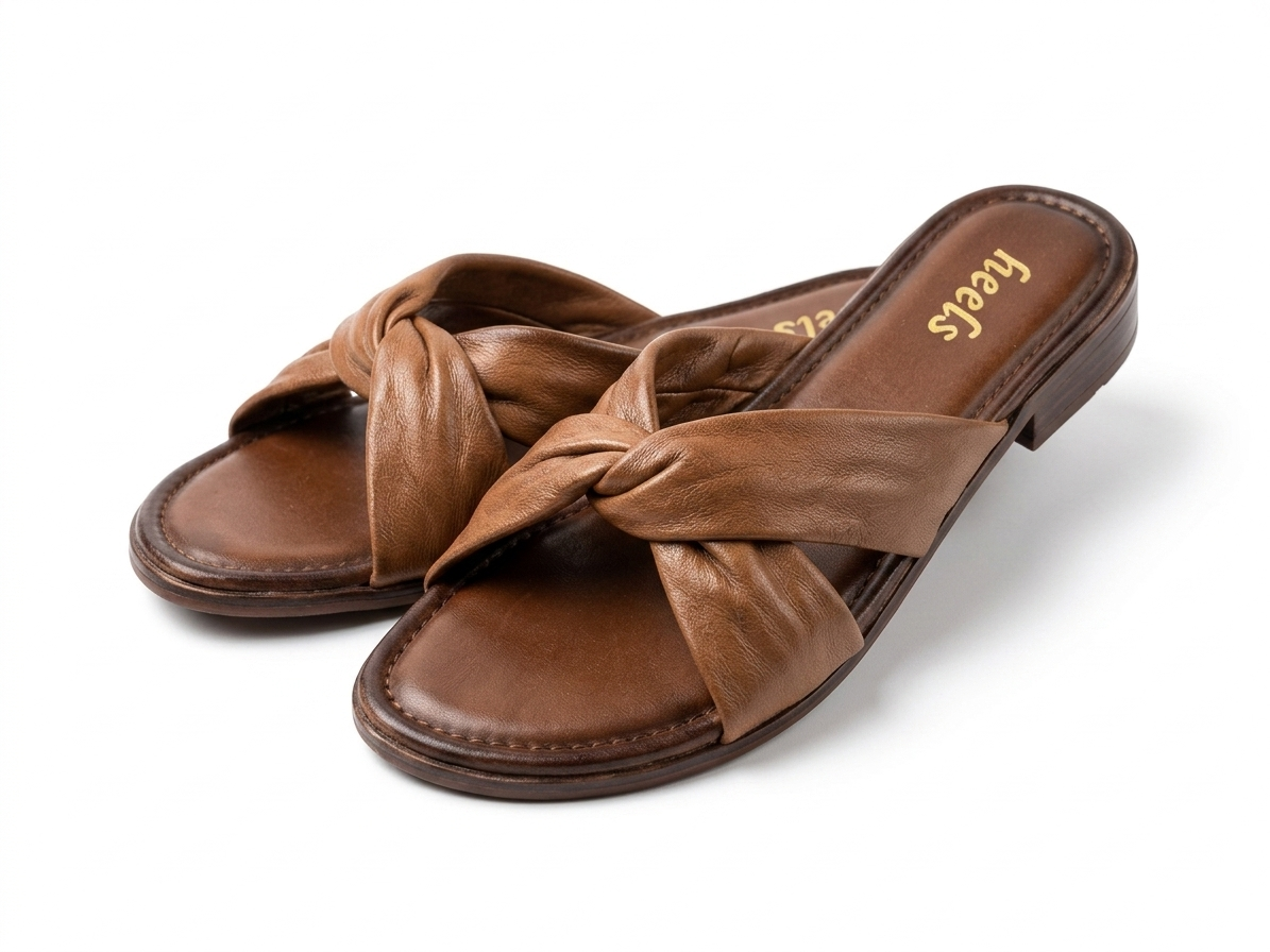Yaba Leather Soft Napa Cross Flat Sliders