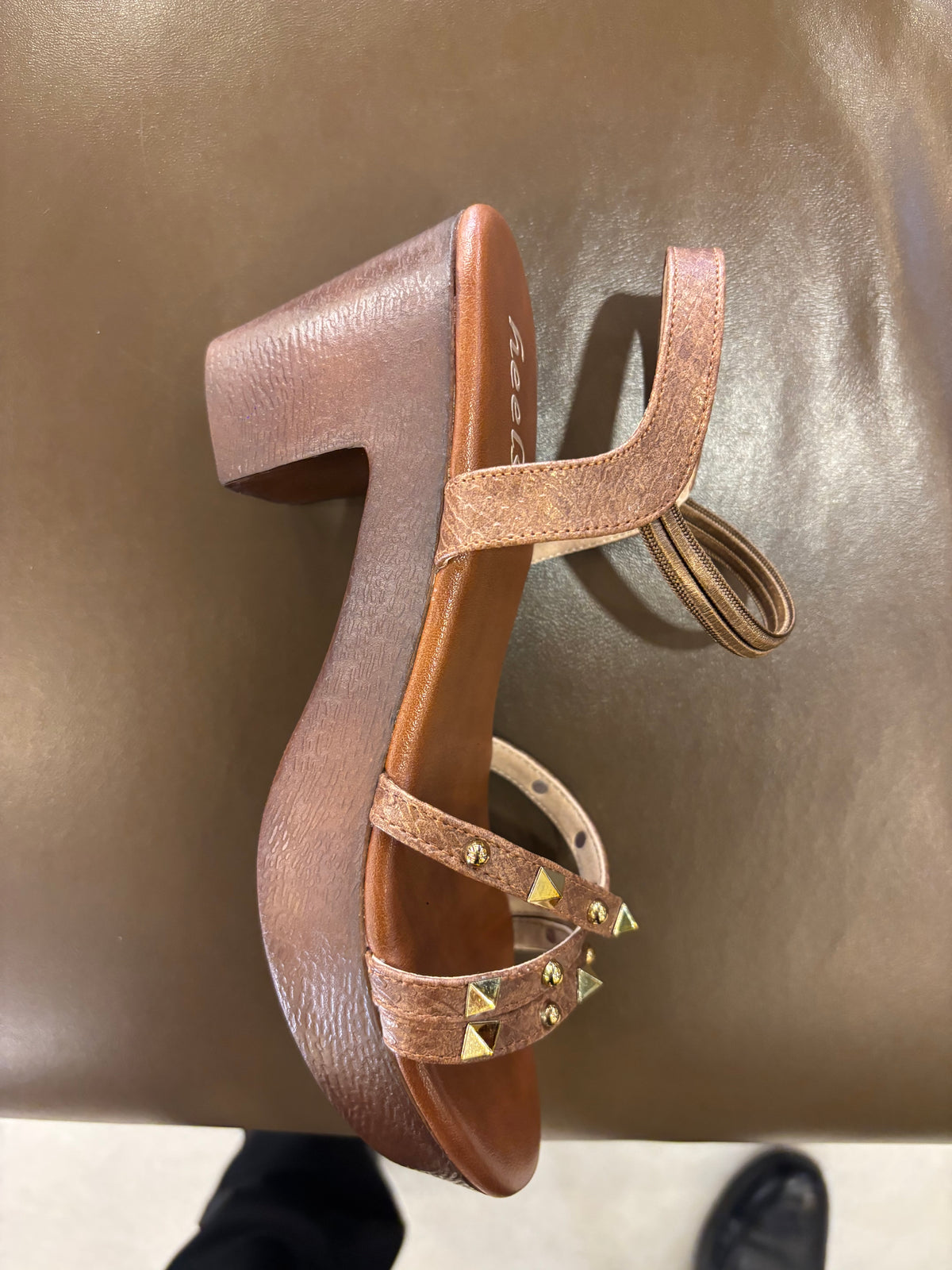 Aurelia Snake Texture Platform Block Heel Sandal