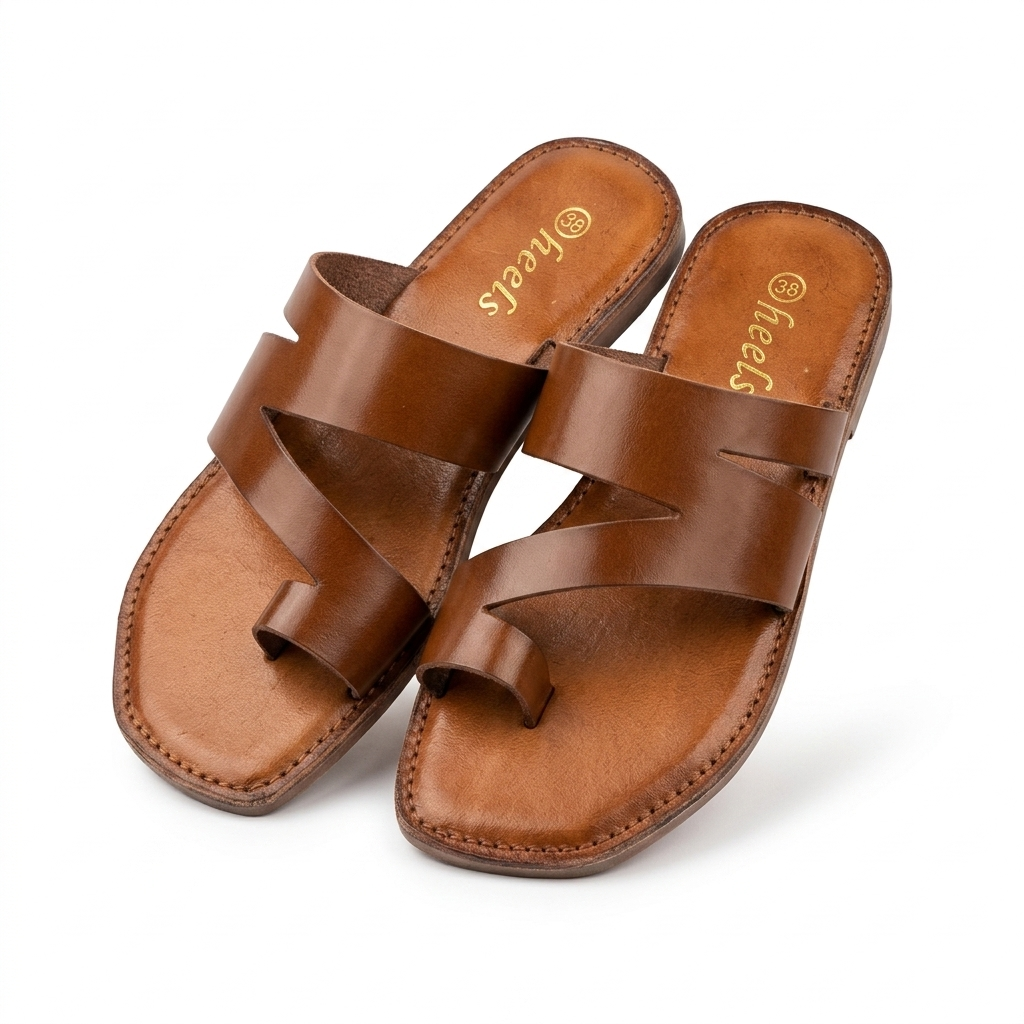Trisha Hexagon Leather Thumb Criss Cross Slippers