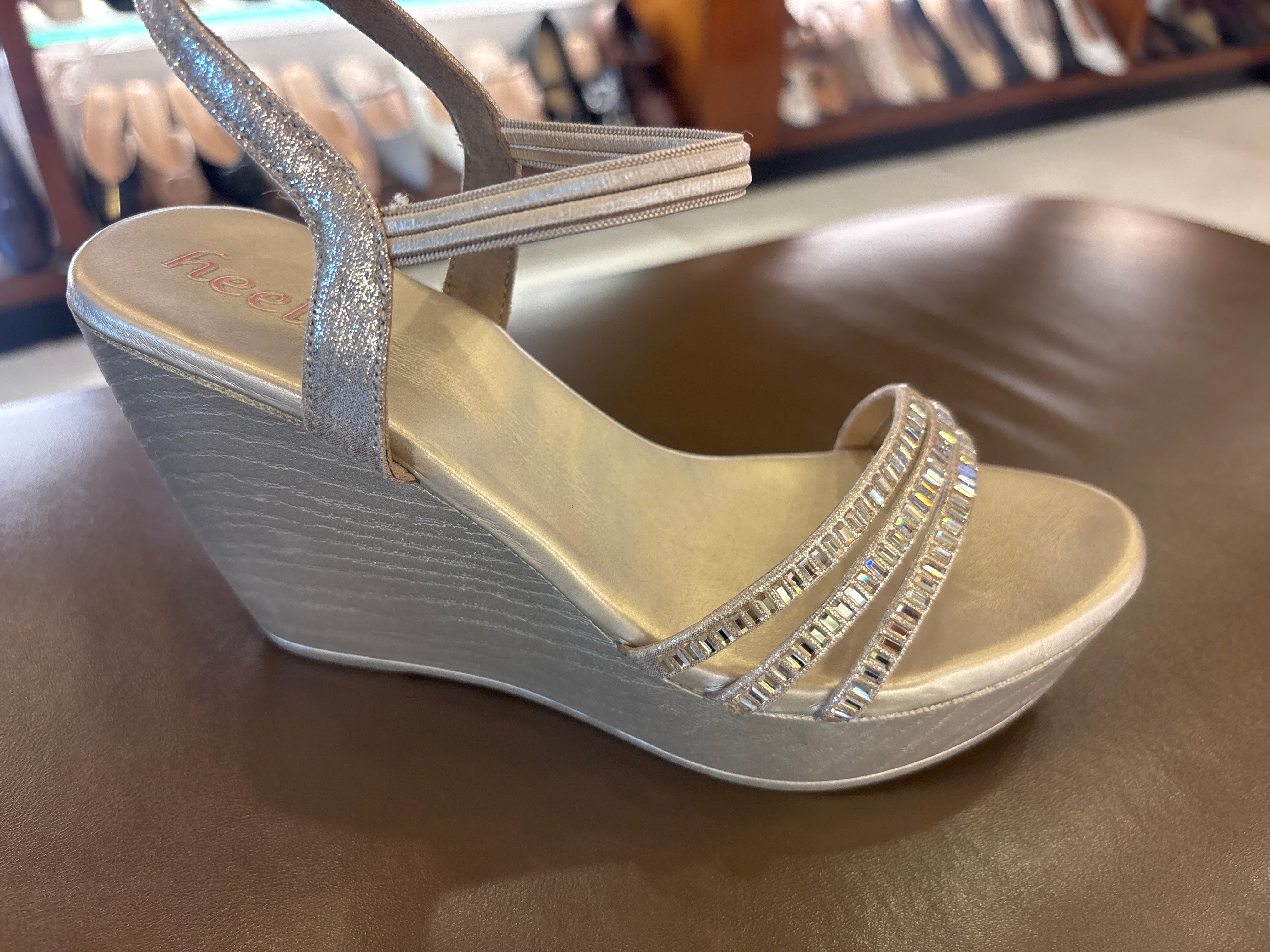 Noor Bling Back Elastic Wedge Platform Heels
