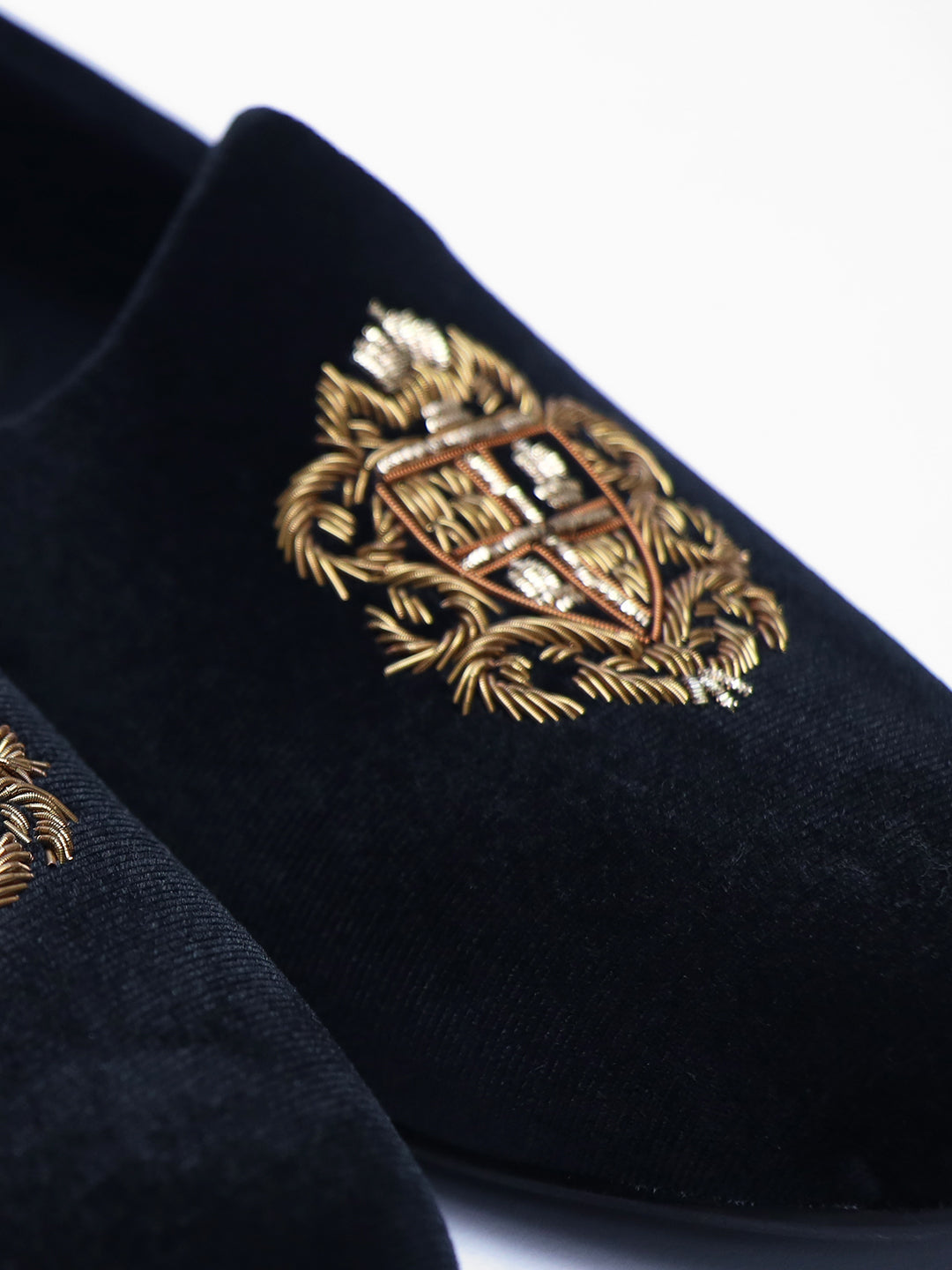 Zorba Black Velvet Embroidered Jooti - The Heels India