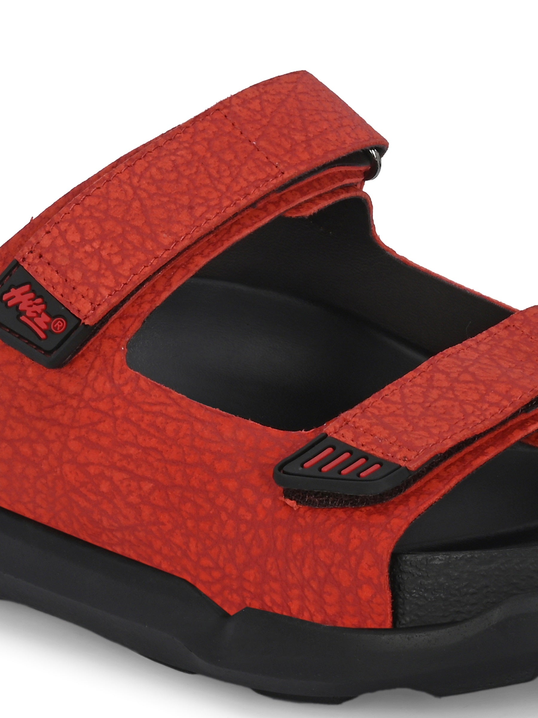 Harisson Red Leather Velcro Sliders
