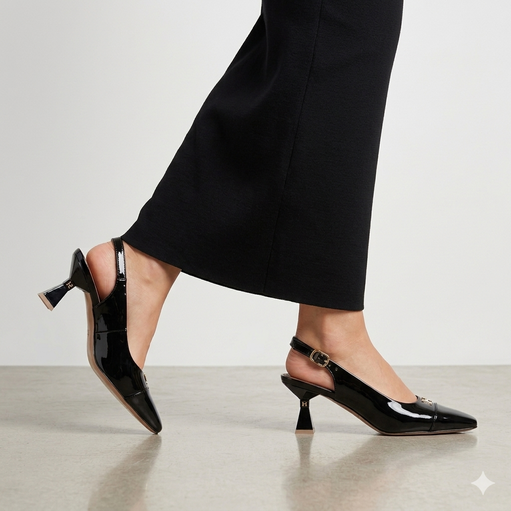 Julie Patent Sling Back Kitten Heels