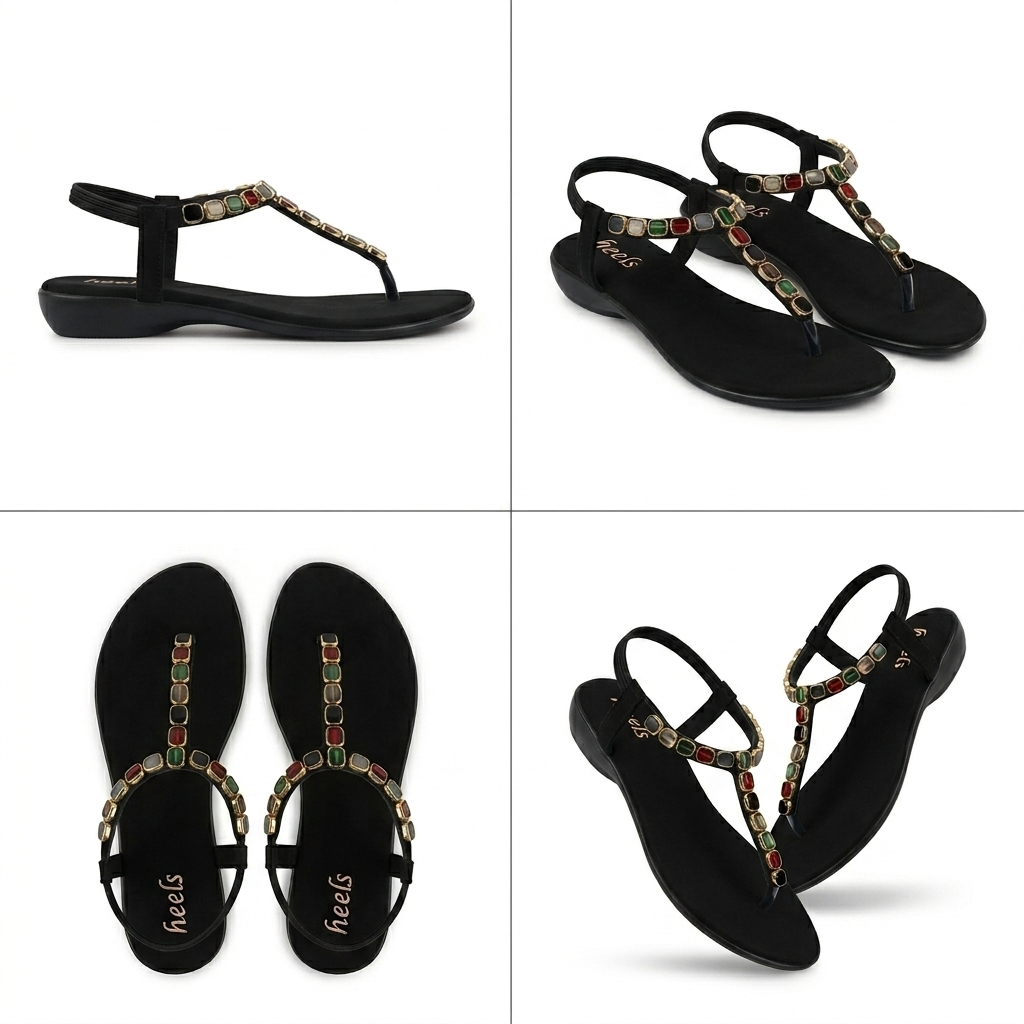Sasha Embellished Back Elastic Flat Everyday Sandals