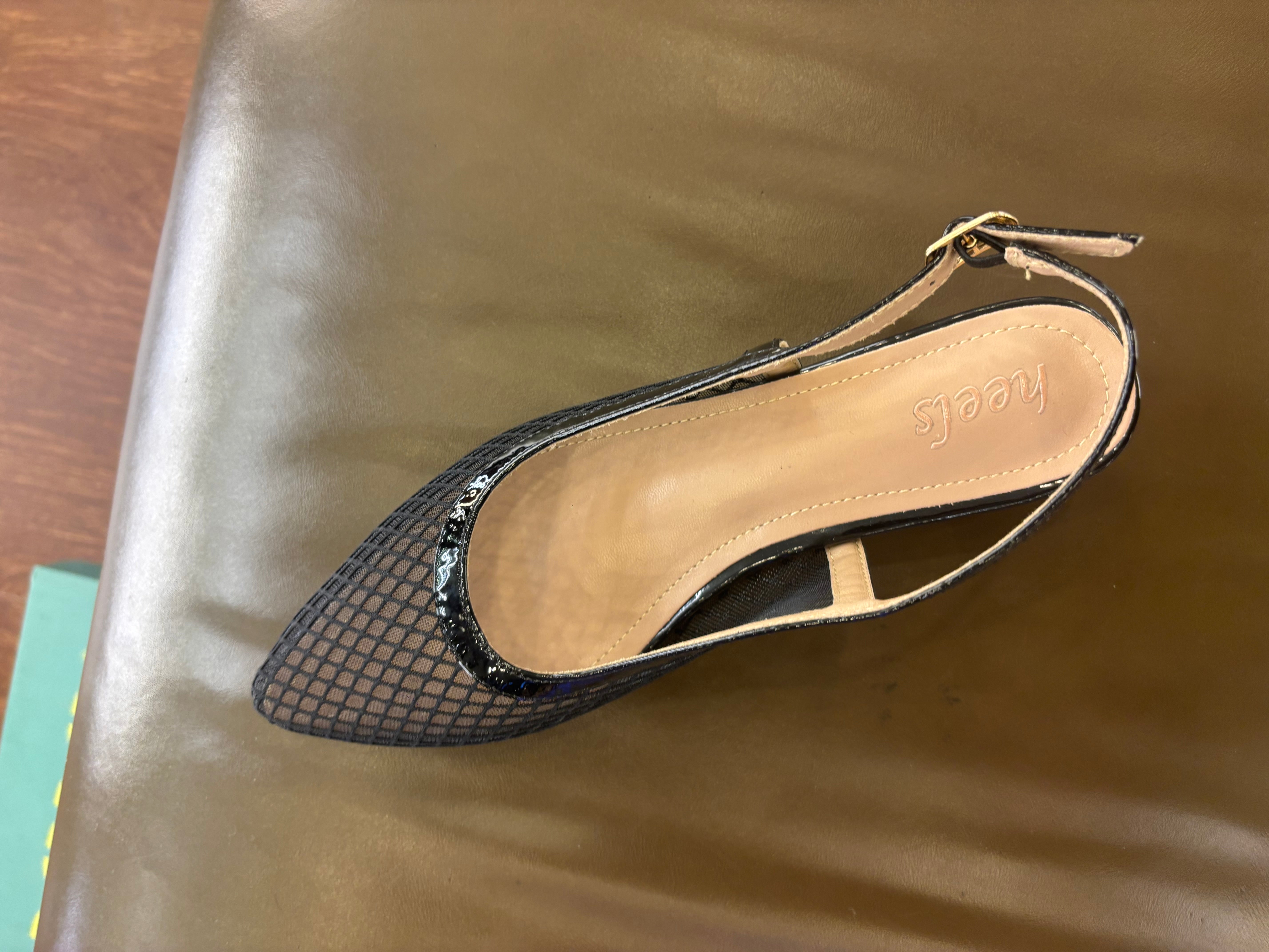 Medusa Mesh Sling Back Mid Block Heel Ballerinas - The Heels India