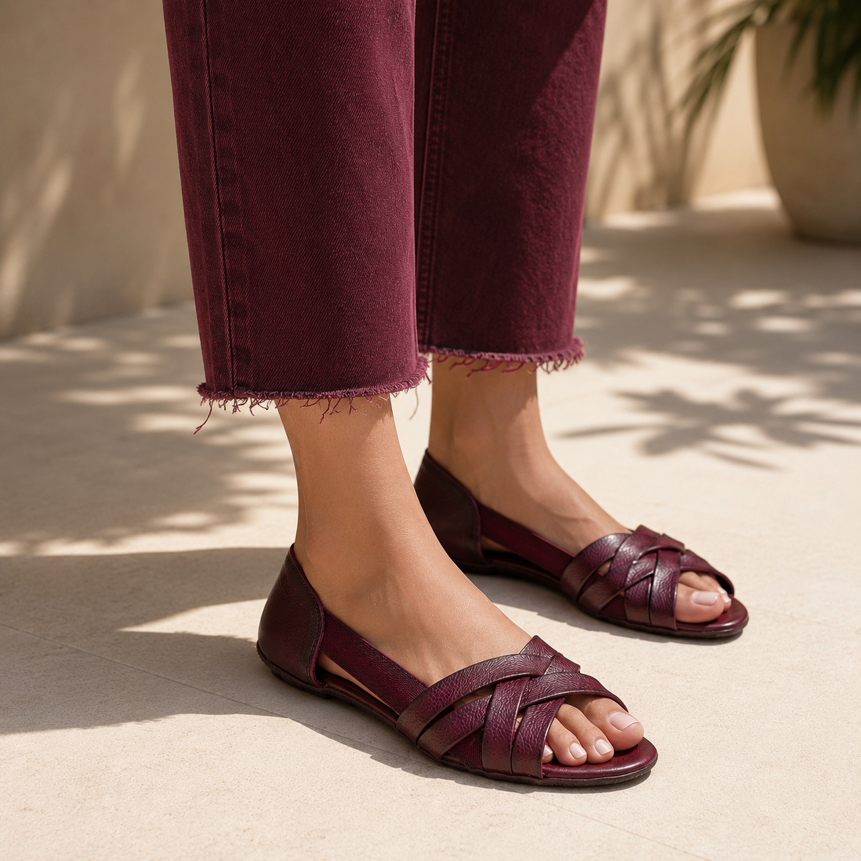 Georgia Leather Crisscross Sandals - The Heels India