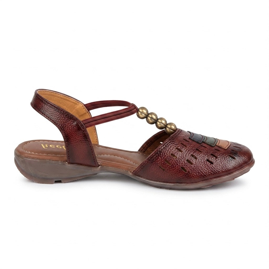 Nida Ethnic Leather Elastic Sandals