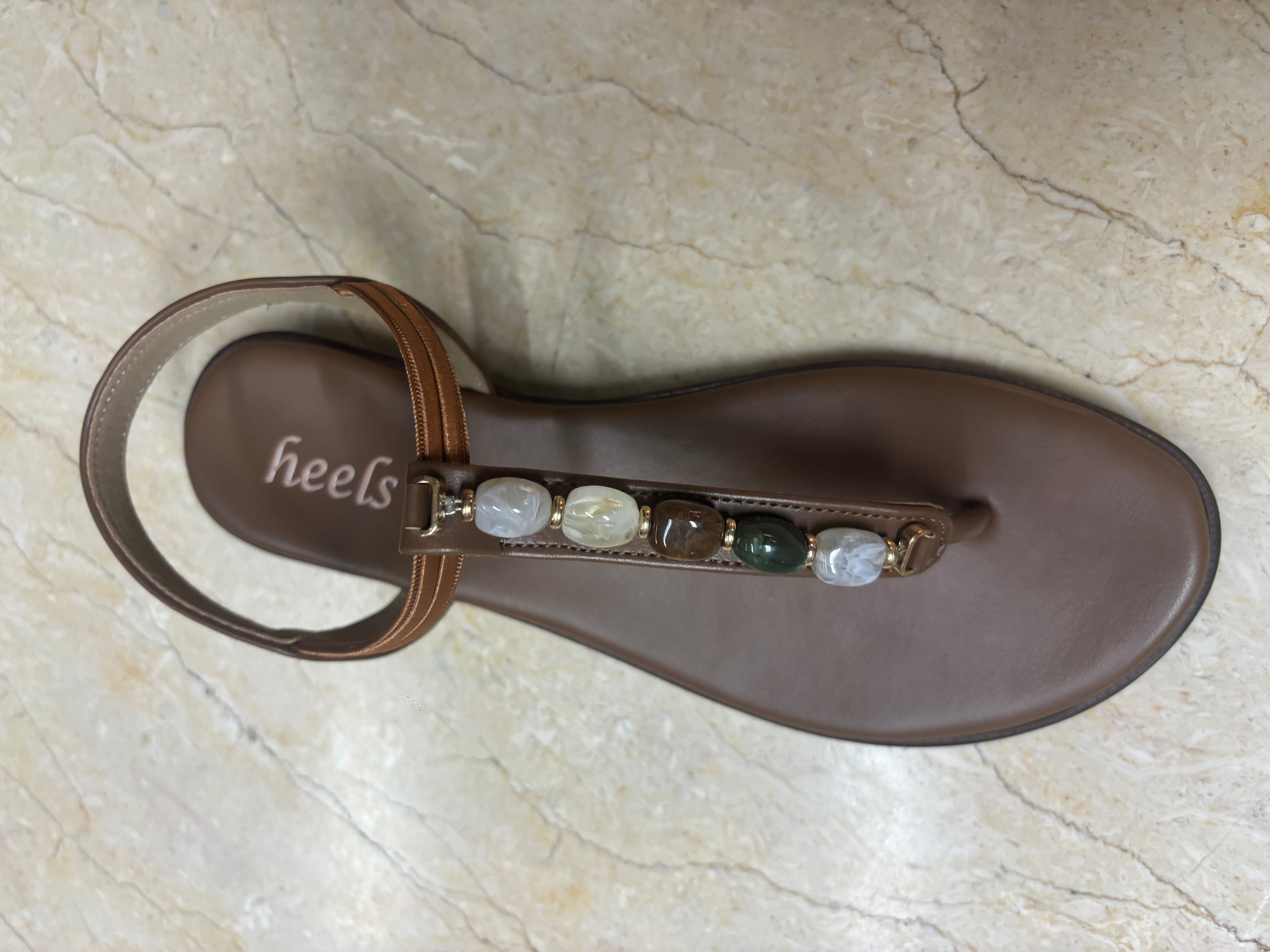 Panthera Embellished Back Elastic Flat Sandals - The Heels India