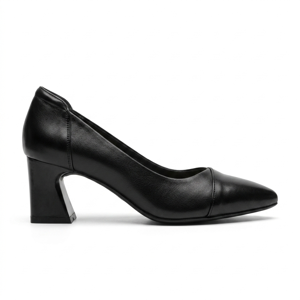 Emma Premium Leather Block Heel Pumps