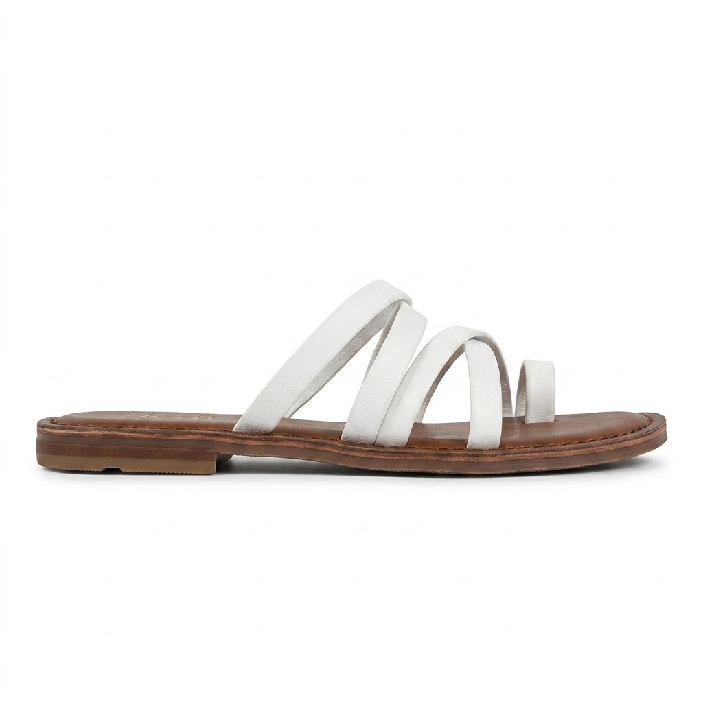 Delilah Leather Thumb Strap Flat Sliders