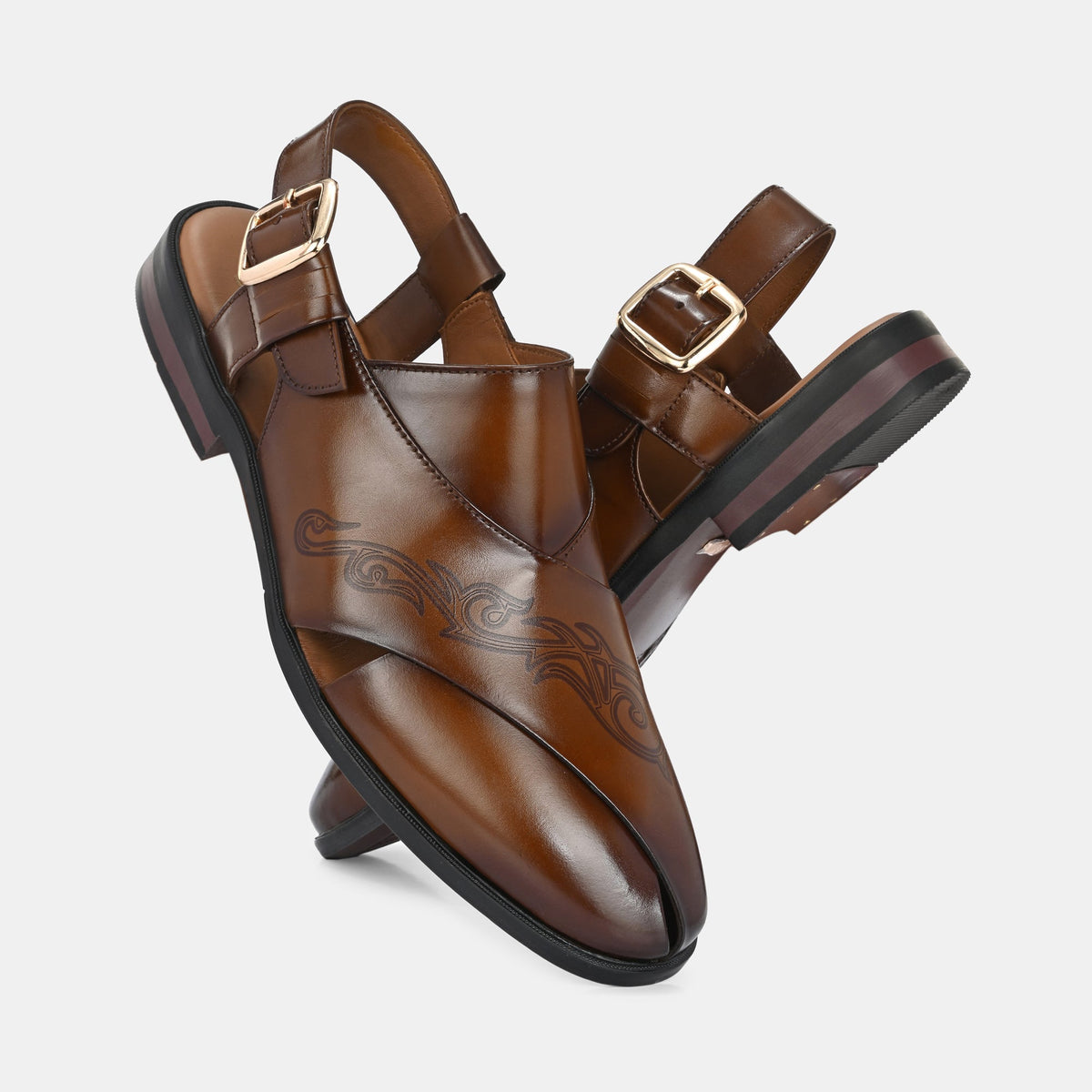 Noble Hand Painted Leather Peshawari Sandals - The Heels India