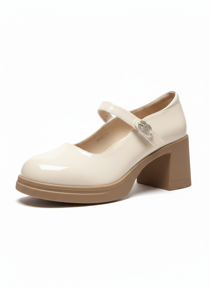 Emrata Premium Patent Leather Ankle Strap Platform Block Heels - The Heels India